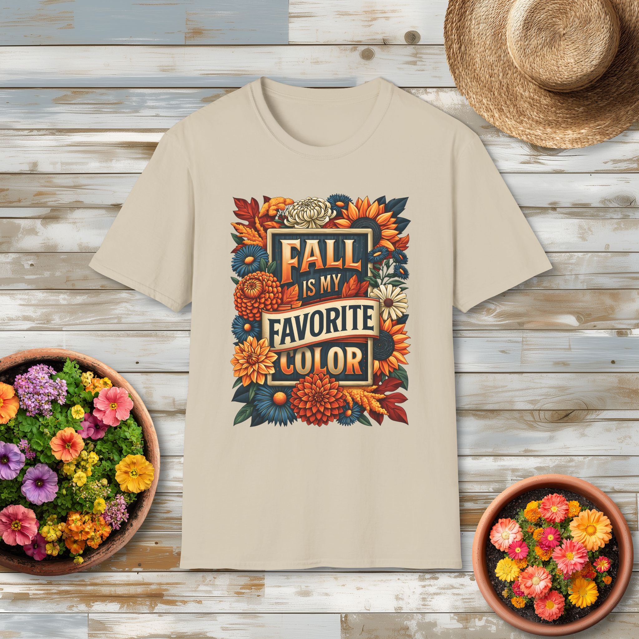 Fall Is My Favorite Color T-Shirt – Vintage Autumn Flowers & Foliage Tee