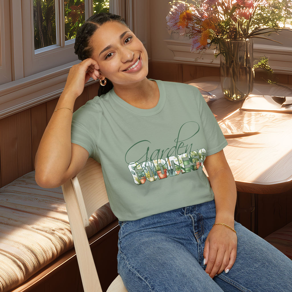 Artistic Garden Goddess T-Shirt for Plant Lovers and Gardeners