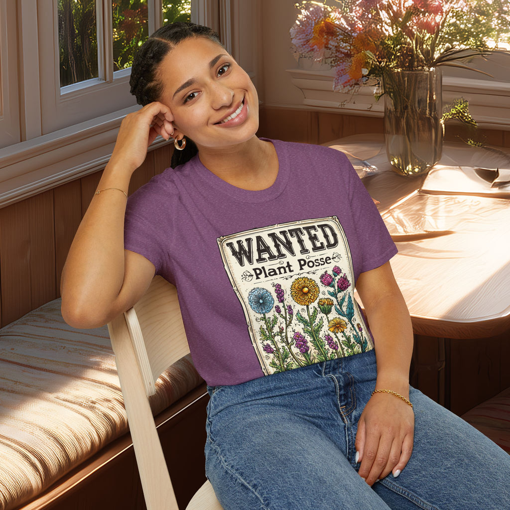 Plant Posse Wanted Poster T-Shirt – Funny Gardening Design