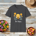 Cartoon Bee Happy T-Shirt for Gardeners, Nature Lovers, Bee Enthusiasts