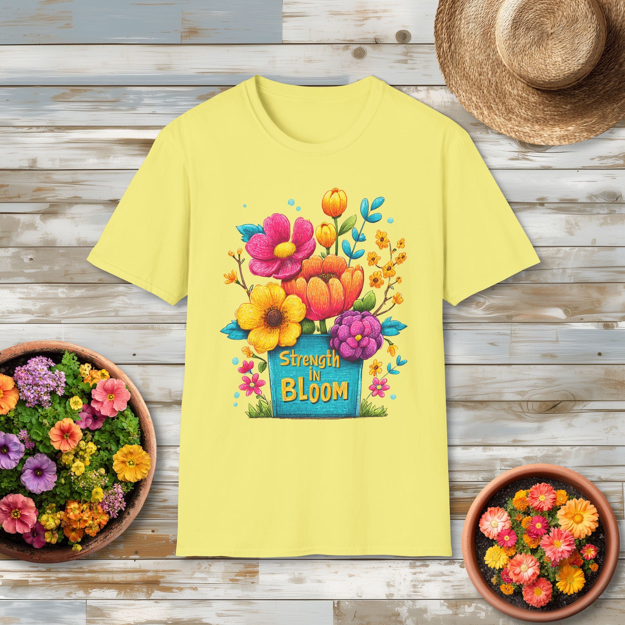 Strength in Bloom Pop Art Flower T-Shirt