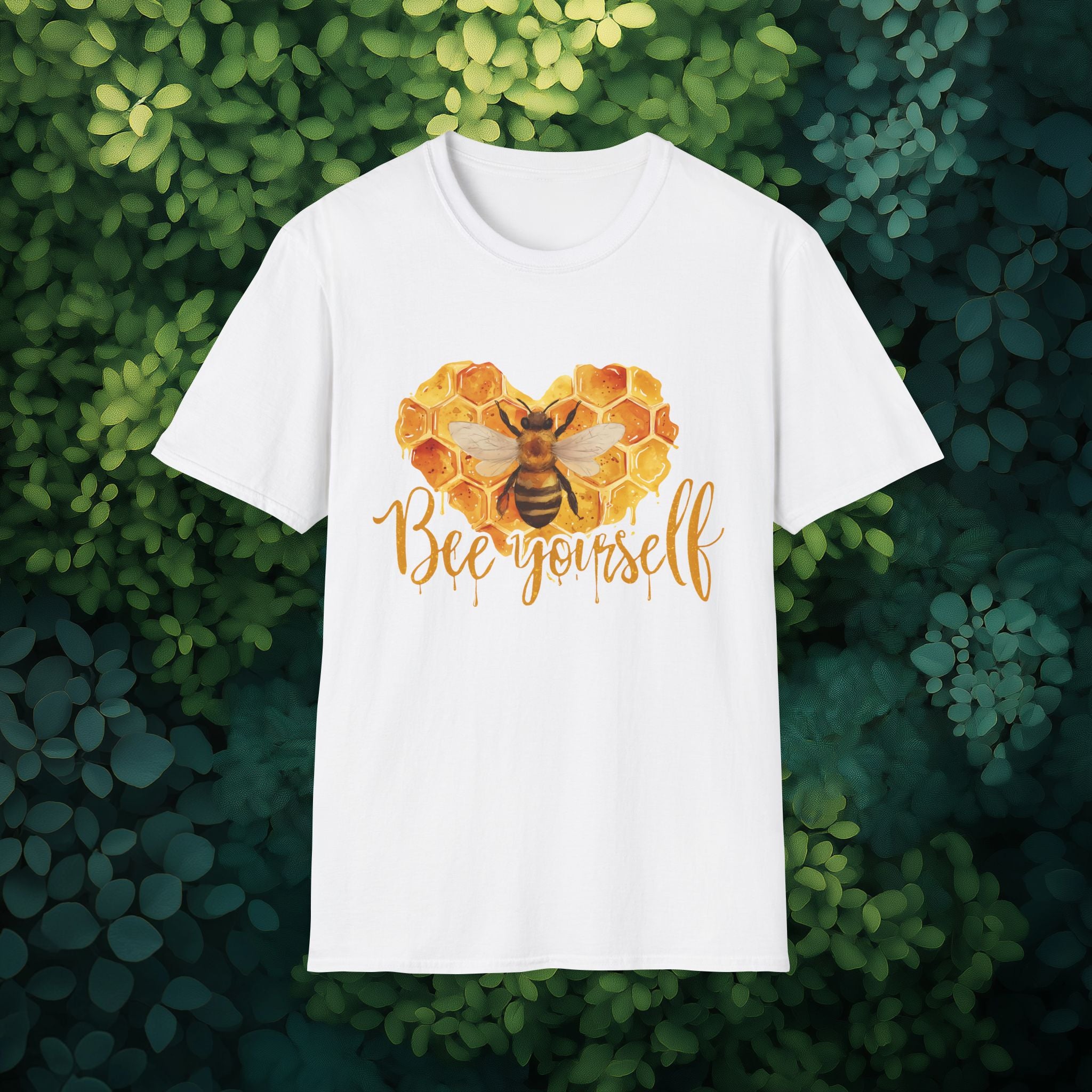 Sweet Honeycomb Heart Bee Yourself Unisex T-Shirt for Gardeners, Nature Lovers, Bee Enthusiasts