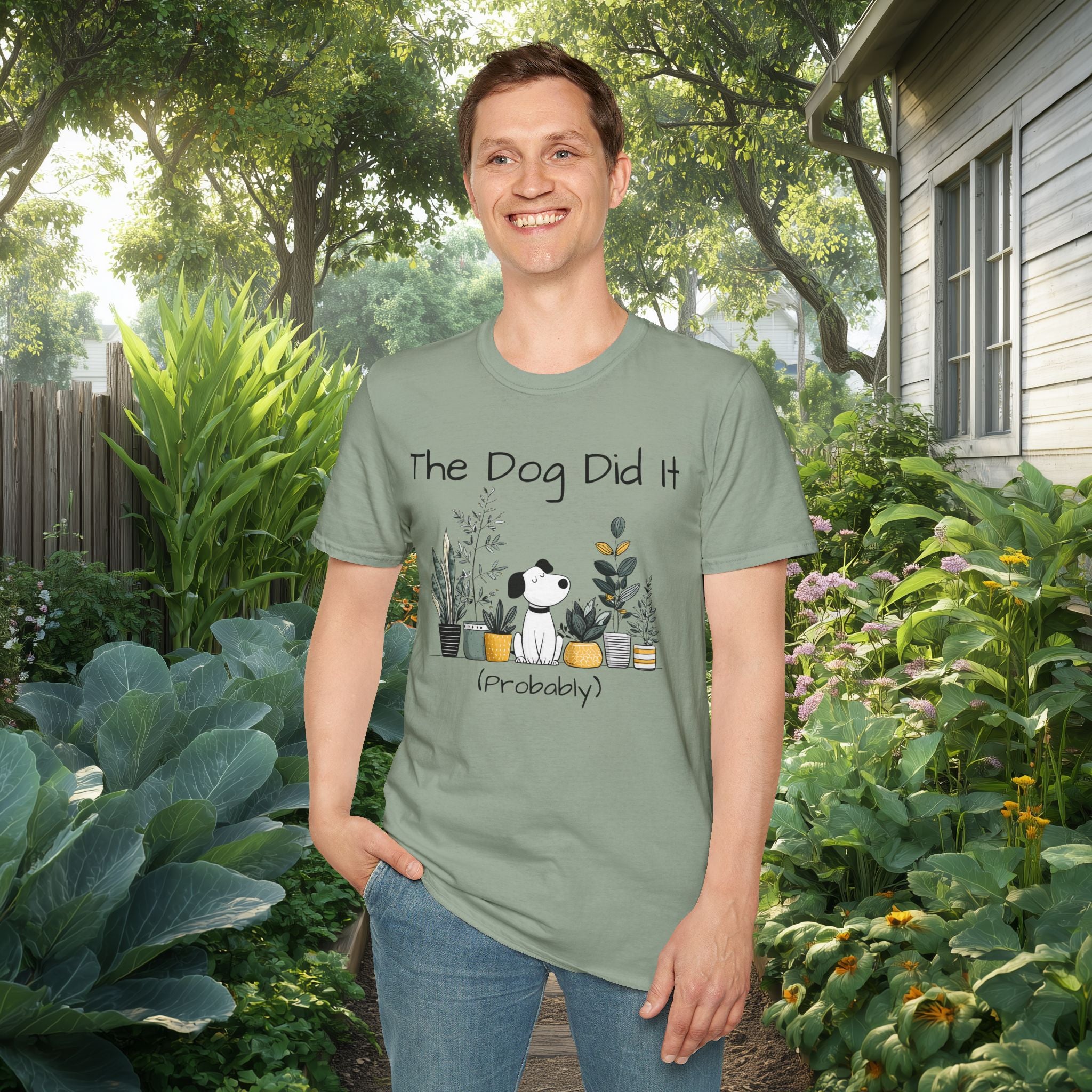 “The Dog Did It” T-Shirt for Dog Moms and Plant Lovers