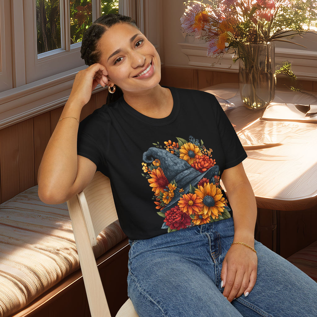 Autumn Floral Witches Hat T-Shirt
