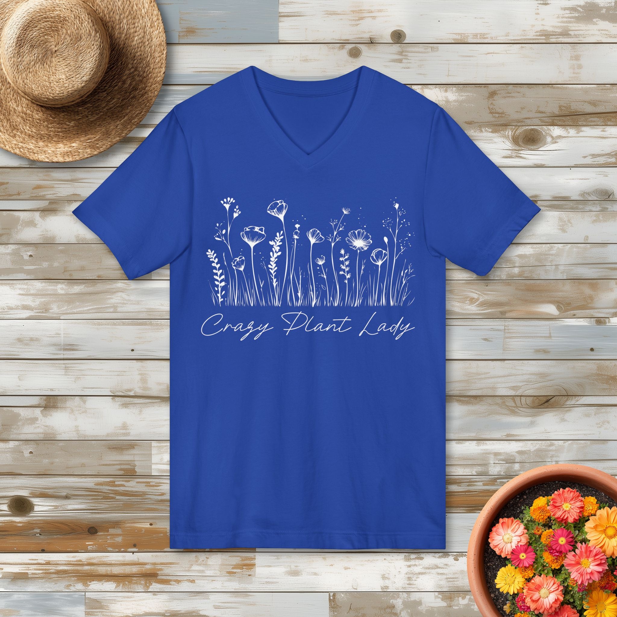 Wildflower Crazy Plant Lady V-Neck T-Shirt