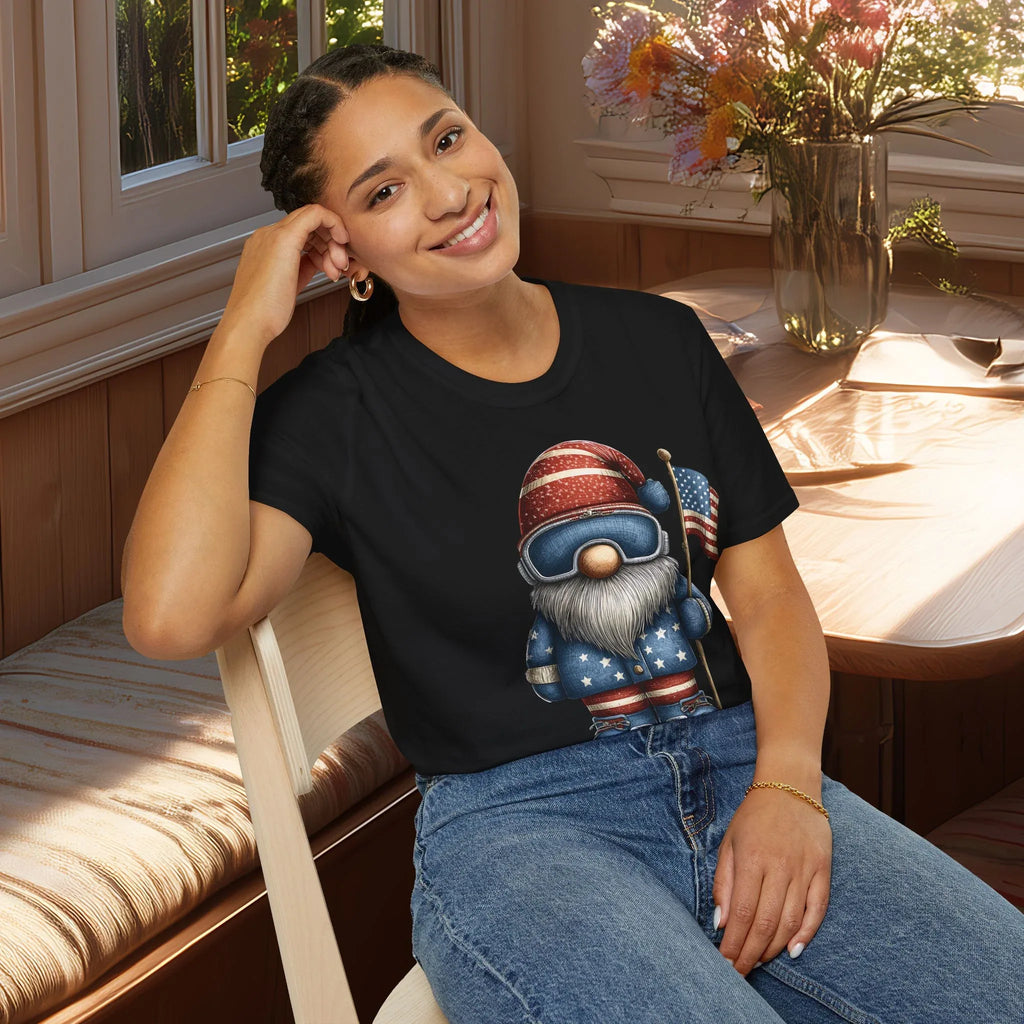 Patriotic Winter Sports Garden Gnome T-Shirt