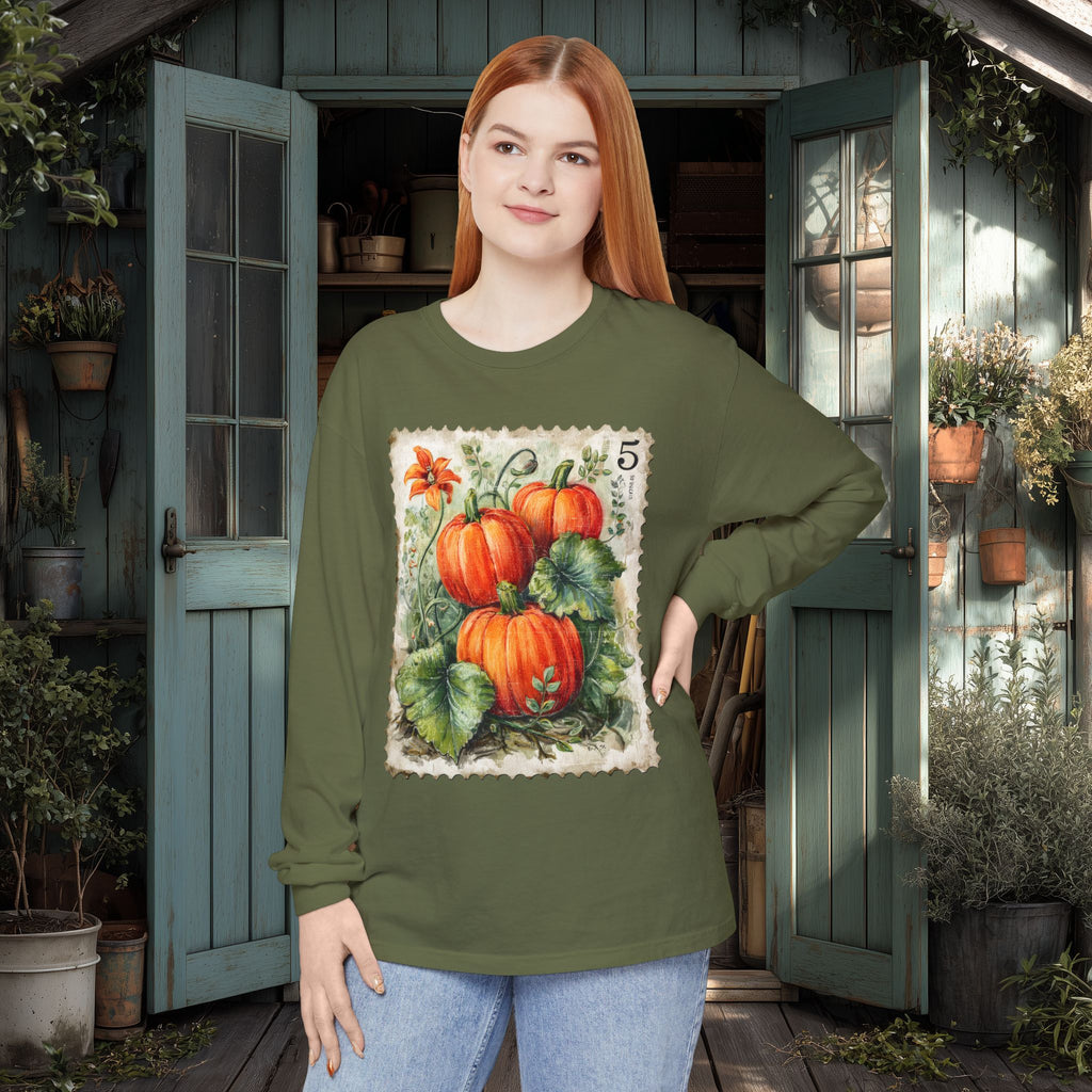 Pumpkin Trio Stamp Long Sleeve Tee