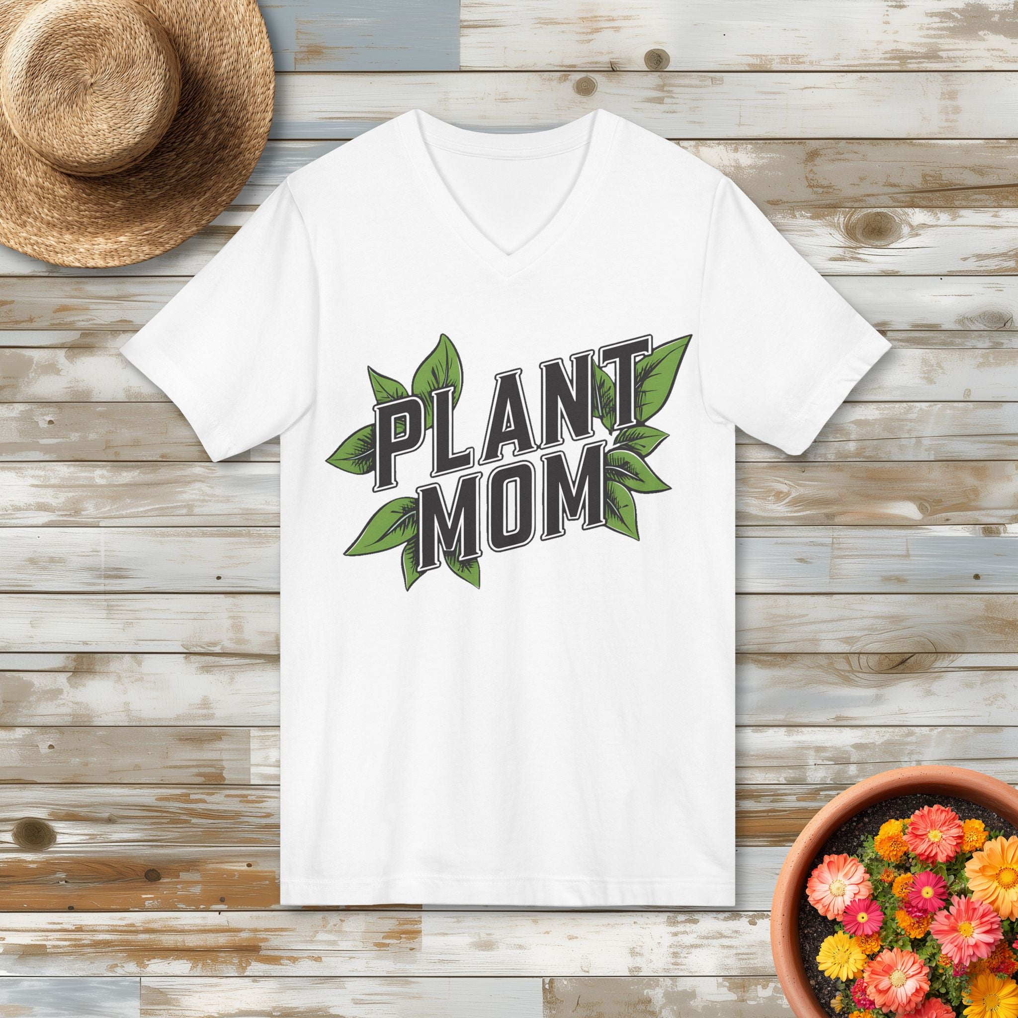 Plant Mom Varsity Shirt for Gardeners  V-Neck T-Shirt