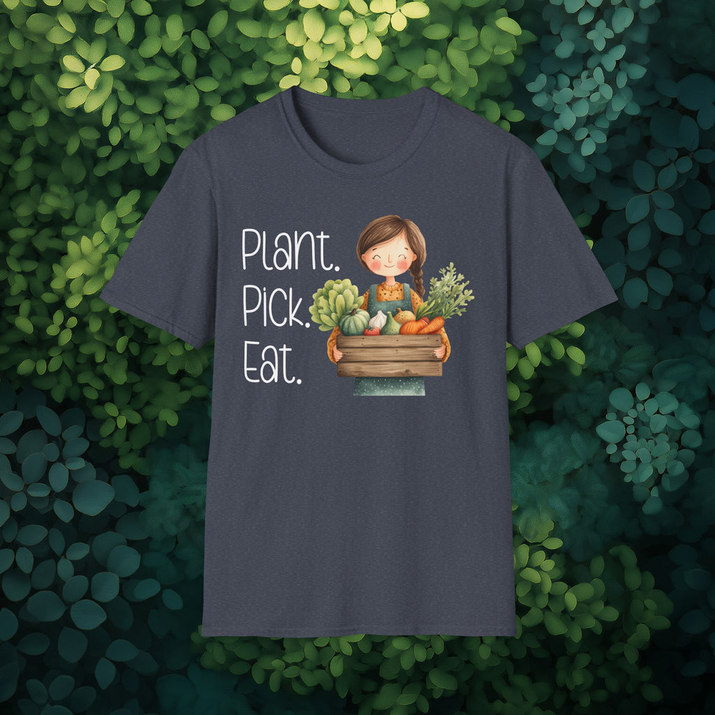 Plant Pick Eat, Cartoon Gardener T-Shirt