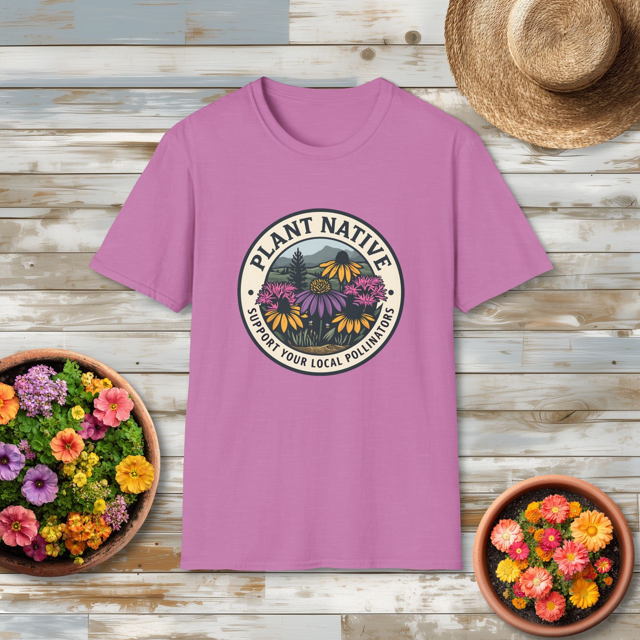 Plant Native Pollinator Garden Wildflower Emblem T-Shirt