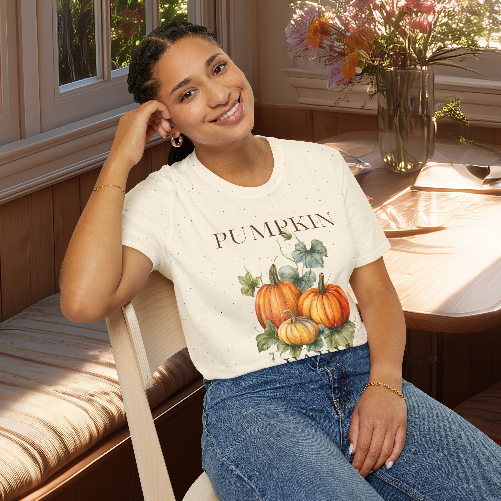 Autumn Pumpkin Farm Watercolor Shirt with Vintage Farm Style