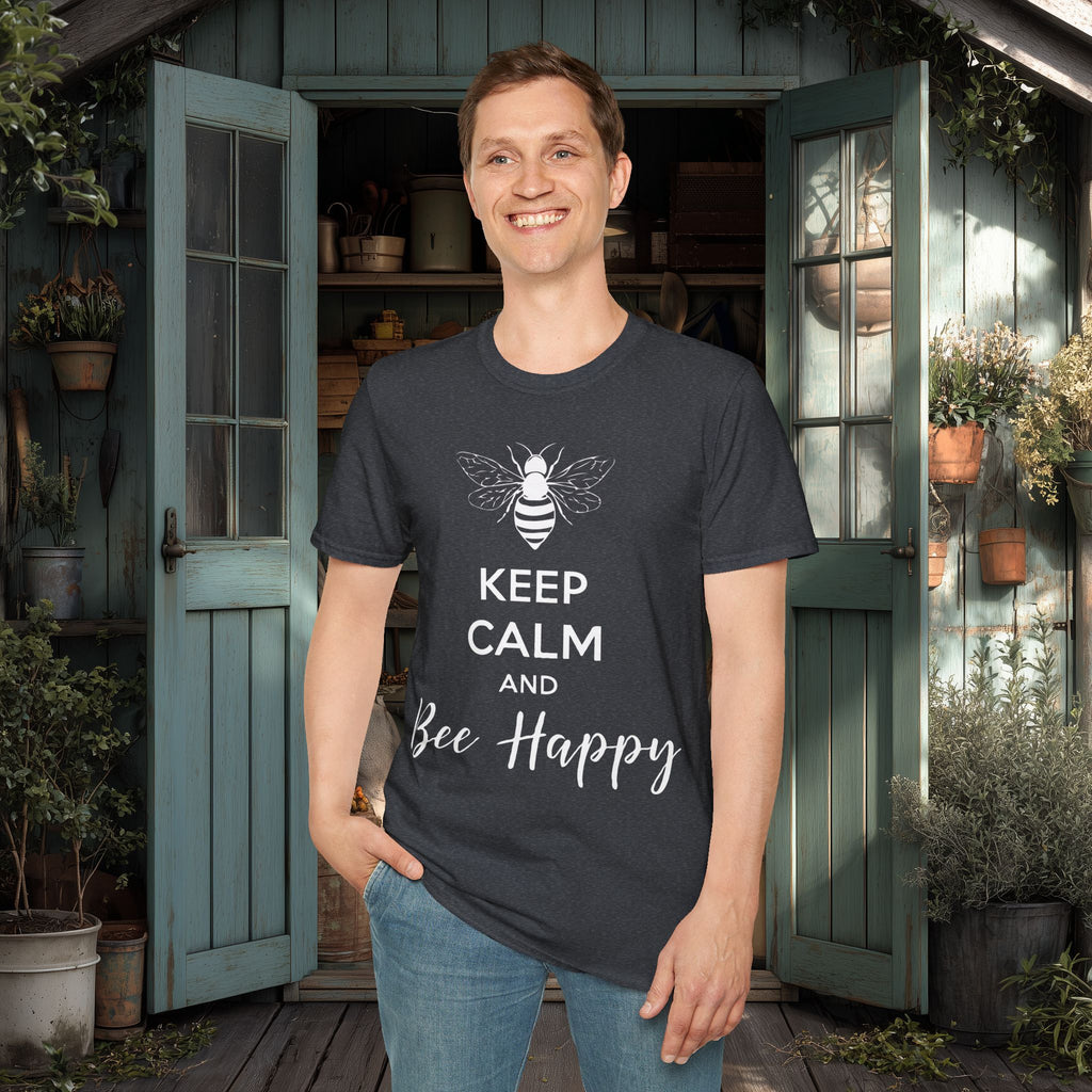 Keep Calm and Bee Happy Motivational T-Shirt