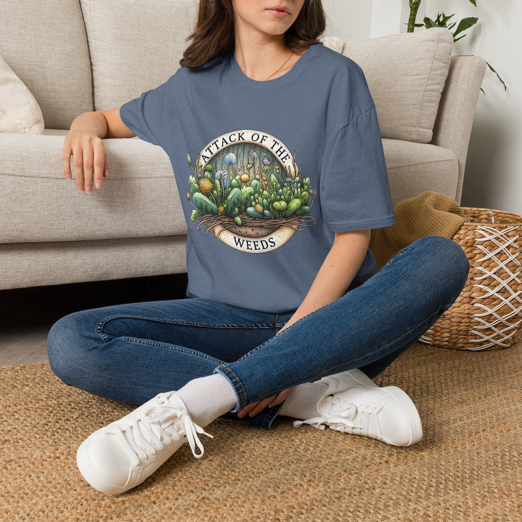 Attack of the Weeds T-Shirt – Retro Gardening Humor Emblem Tee