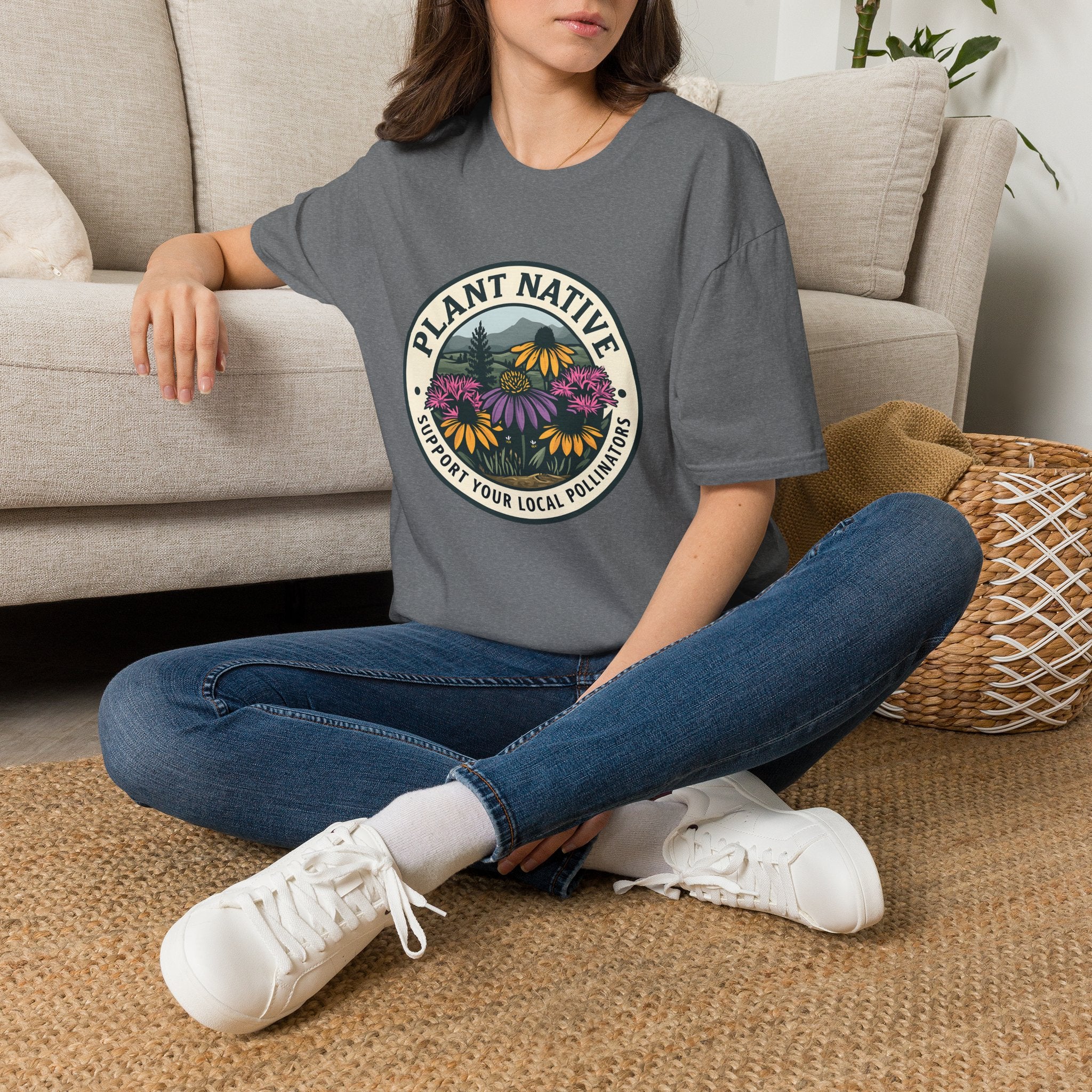 Plant Native Pollinator Garden Wildflower Emblem T-Shirt