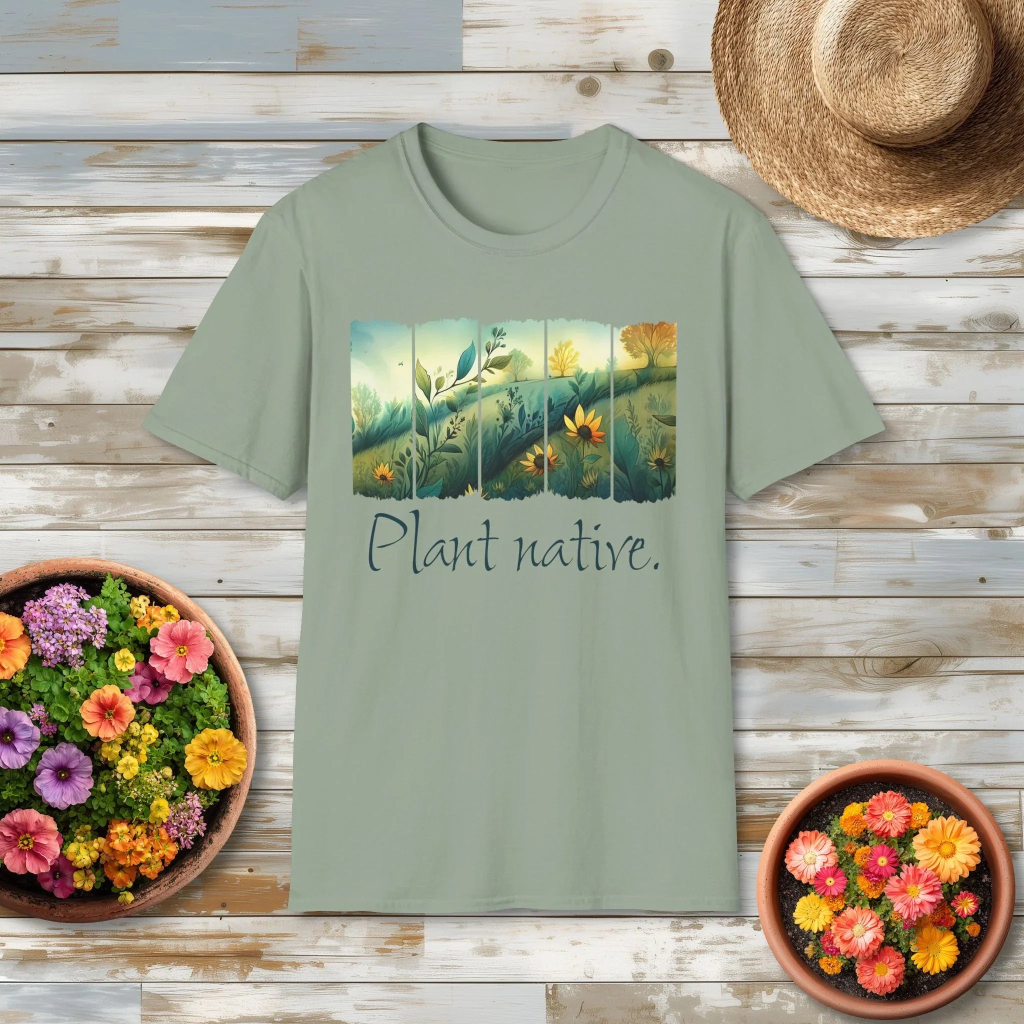Plant Native Sunflower T-Shirt for Gardeners