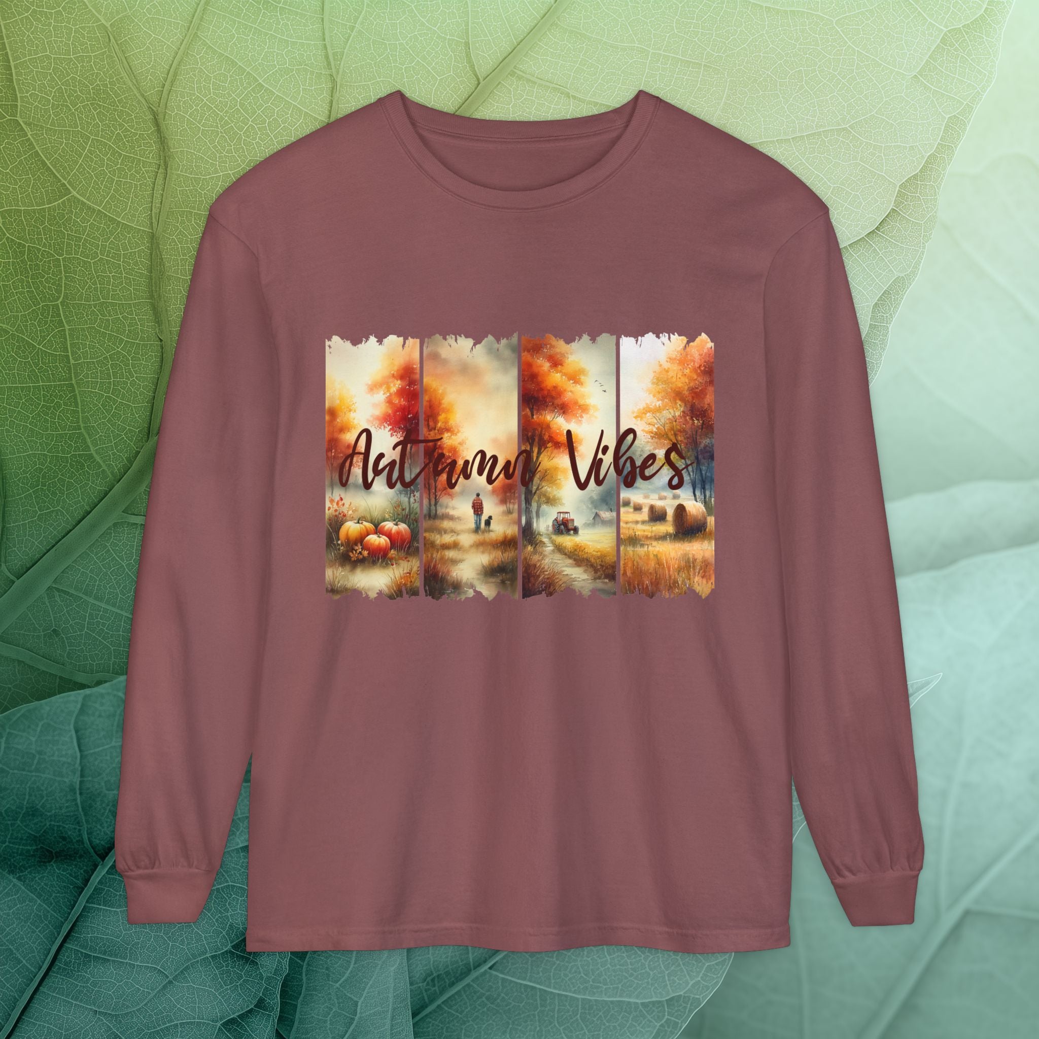 Autumn Vibes Farm Scene Long Sleeve Tee