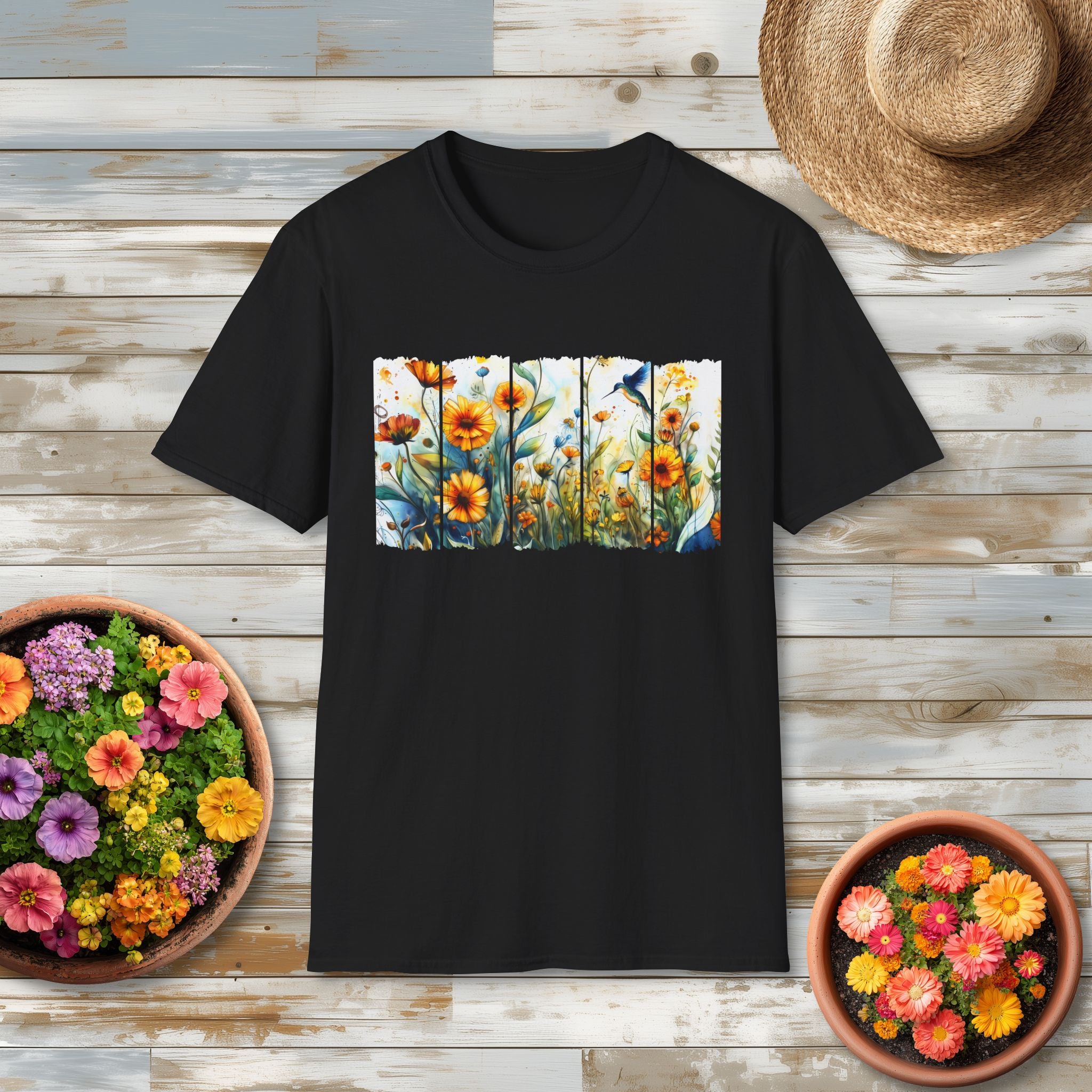 Hummingbird in Wildflowers T-Shirt for Gardeners & Nature Lovers