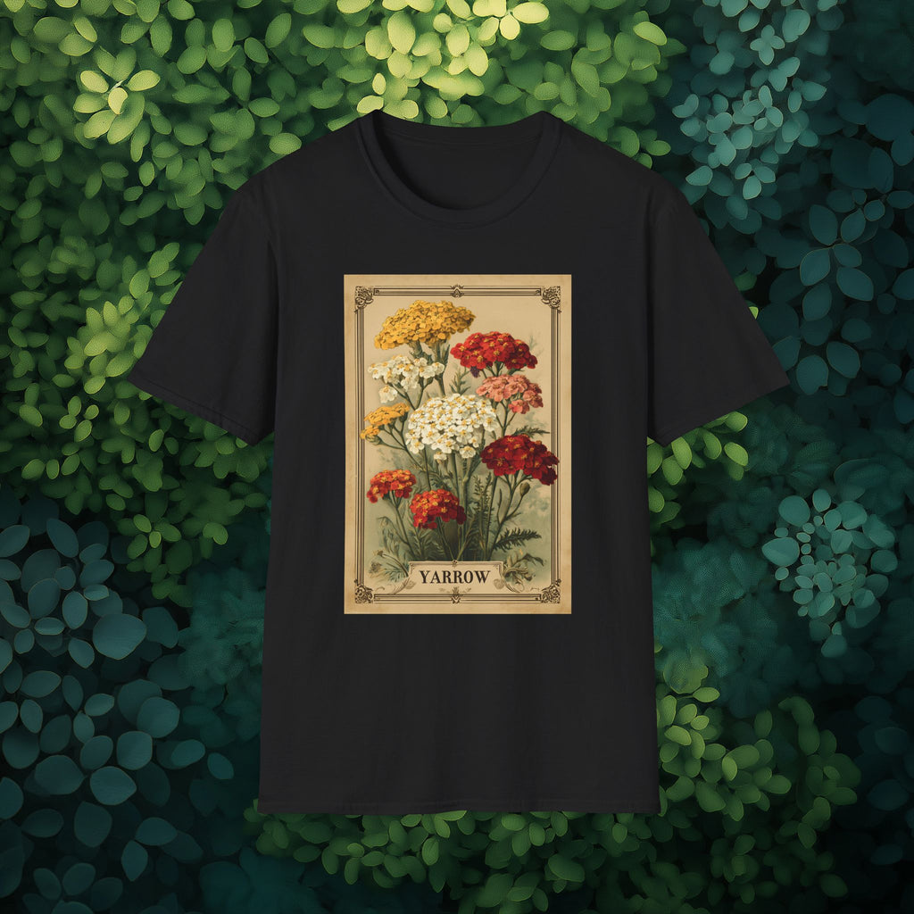 Retro Yarrow Seed Packet Unisex T-Shirt for Gardeners, Nature Lovers, Summer Casual Wear