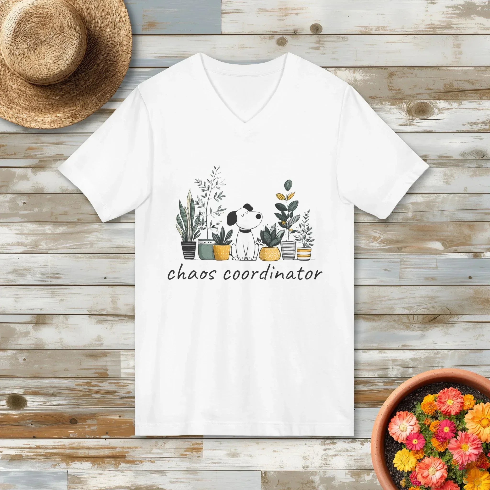 Cute Puppy Chaos Coordinator V-Neck T-Shirt
