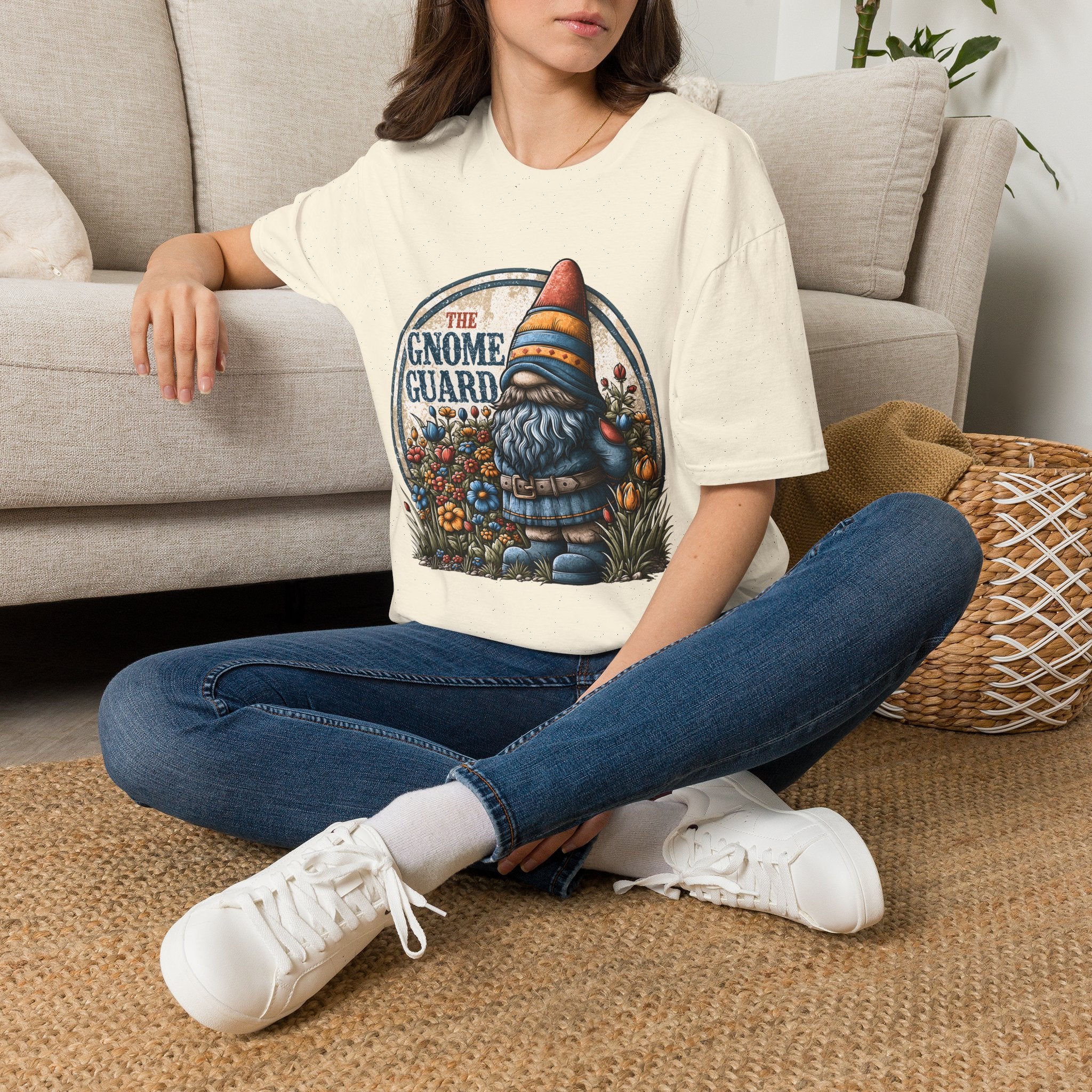 Retro Garden Gnome Guard Emblem T-shirt