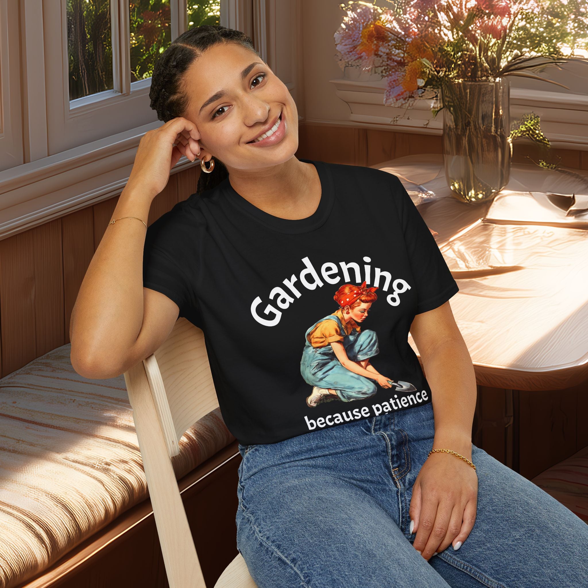 Nostalgic Gardening T-Shirt - Because Patience Grows Here