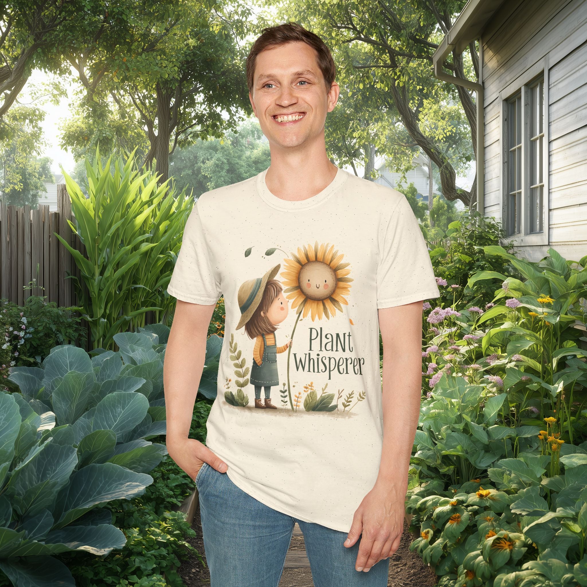 Plant Whisperer Girl and Sunflower T-Shirt
