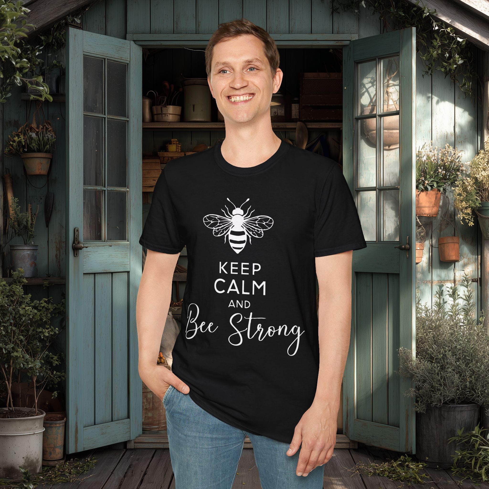 Keep Calm and Bee Strong Motivational T-Shirt