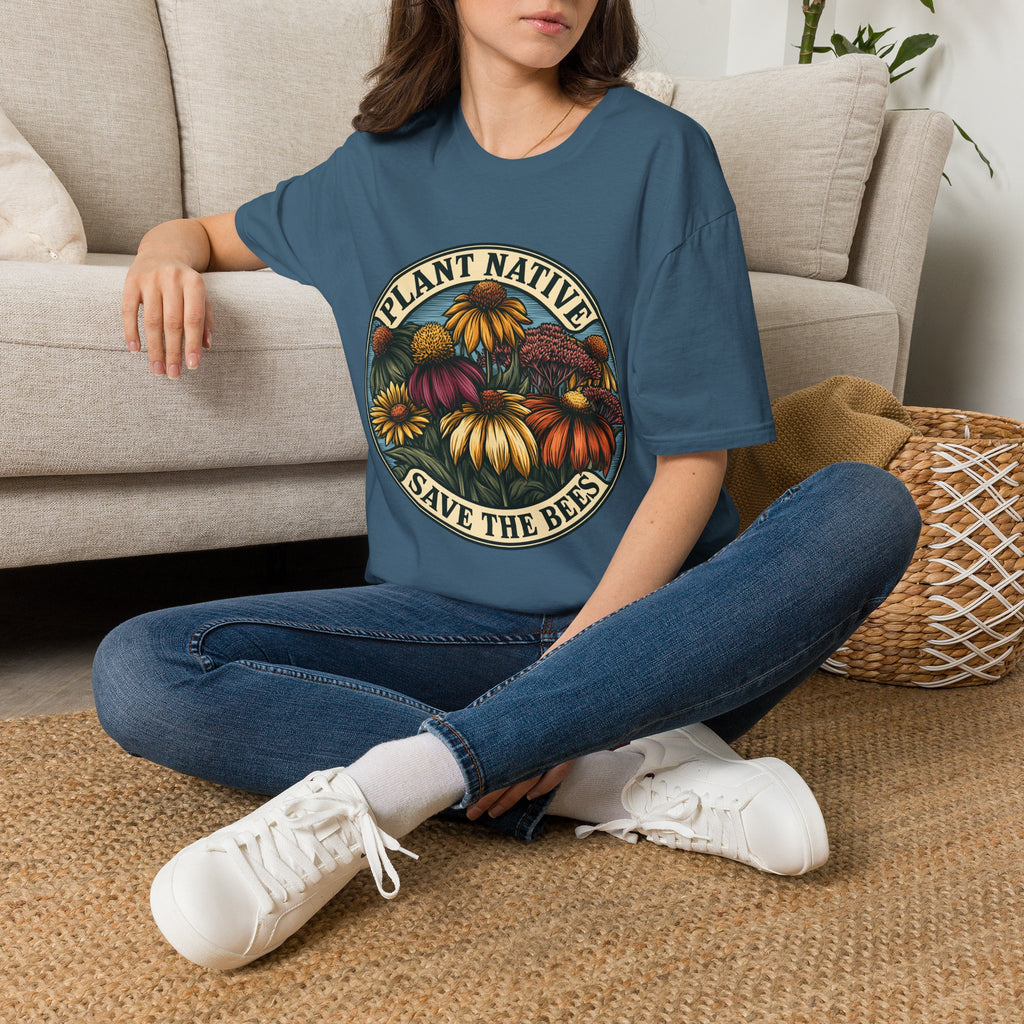 Plant Native Save the Bees T-Shirt – Retro Wildflower Pollinator Tee