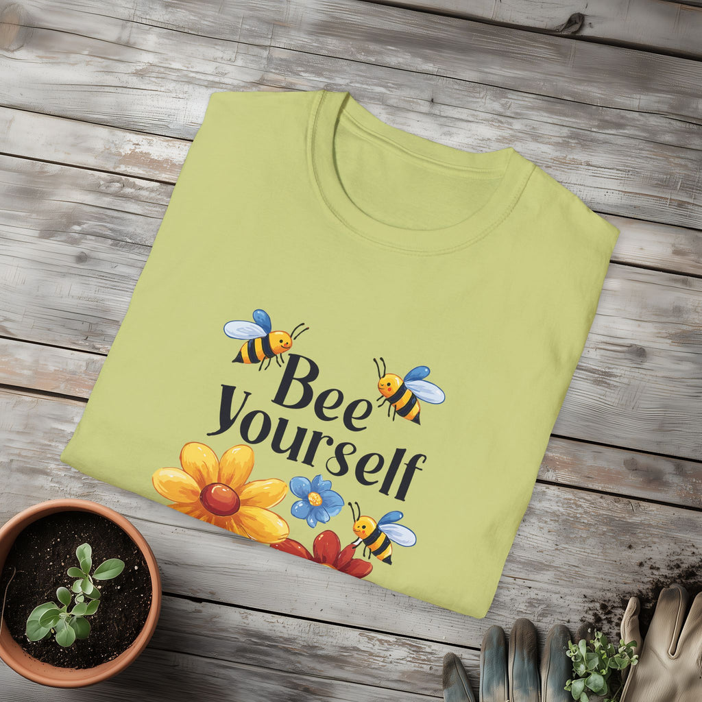 Bee Yourself Cartoon Bees and Flowers T-shirt for Nature and Bee Lovers