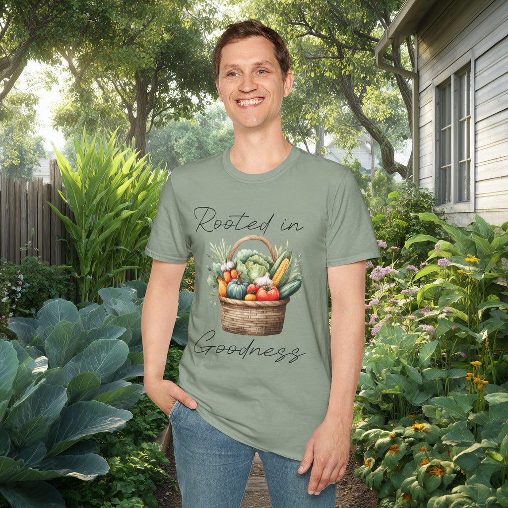Rooted in Goodness T-Shirt for Gardeners, Nature Lovers, Yoga Enthusiasts