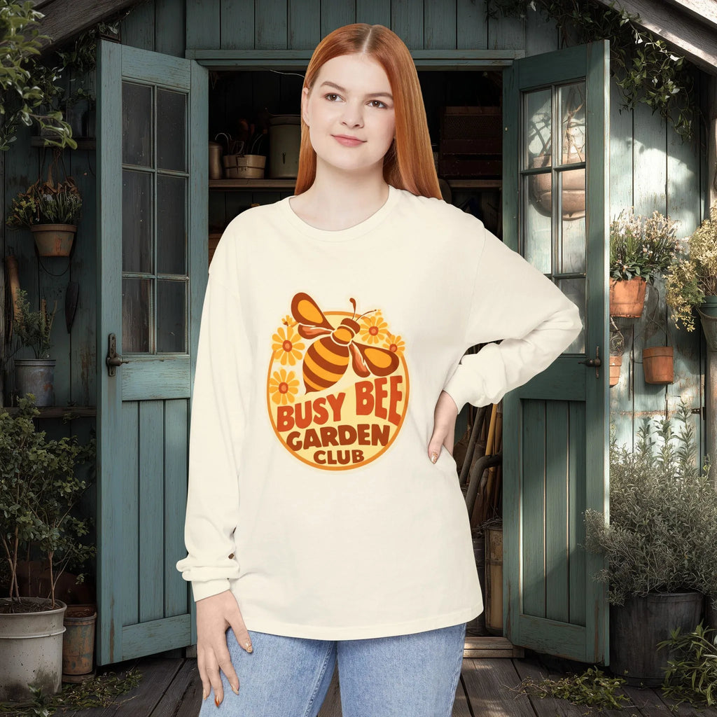 Busy Bee Garden Club Long Sleeve Tee – Retro 60s Bee Shirt