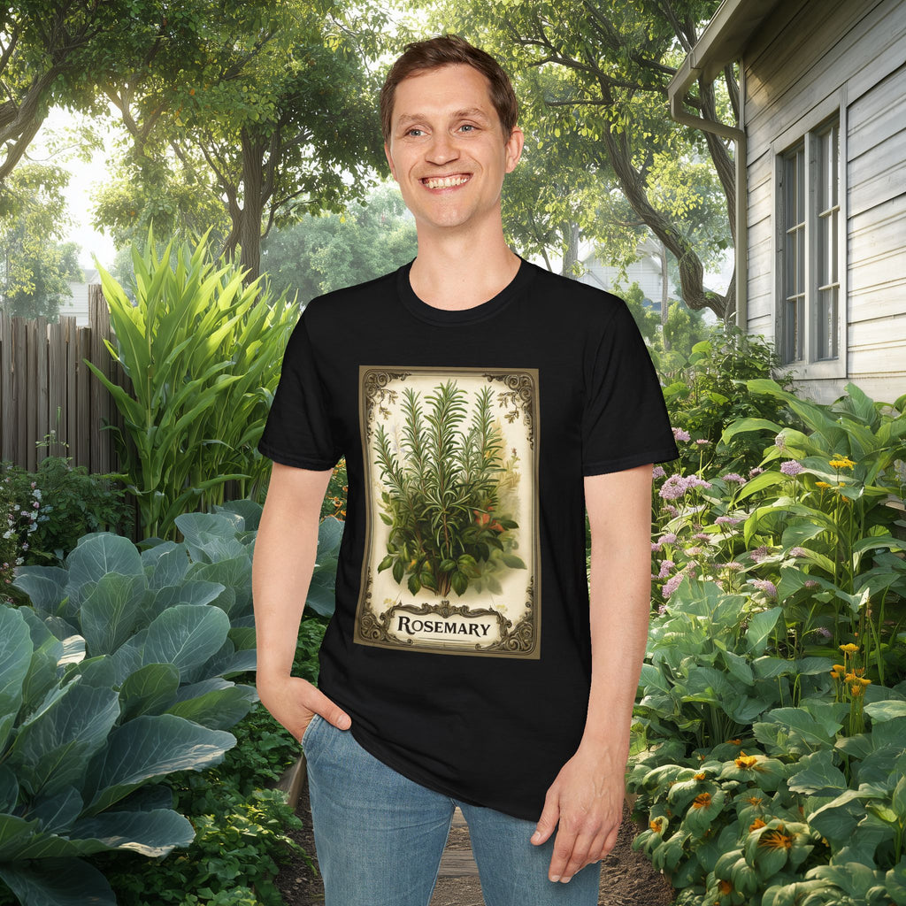 Retro Rosemary Herb Seed Packet Unisex T-Shirt for Gardeners, Nature Lovers, Summer Casual Wear