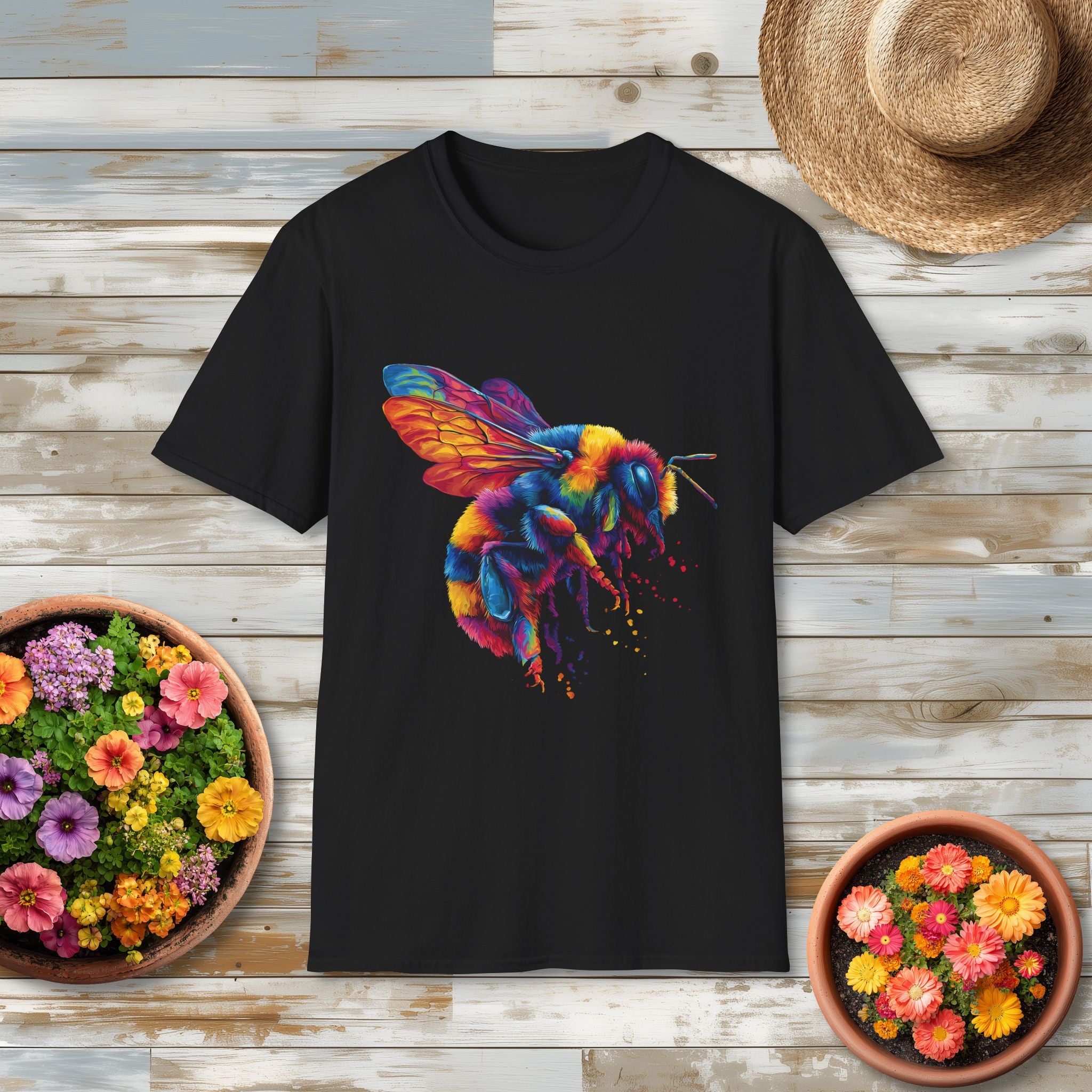Psychedelic Rainbow Bumblebee Graphic T-Shirt