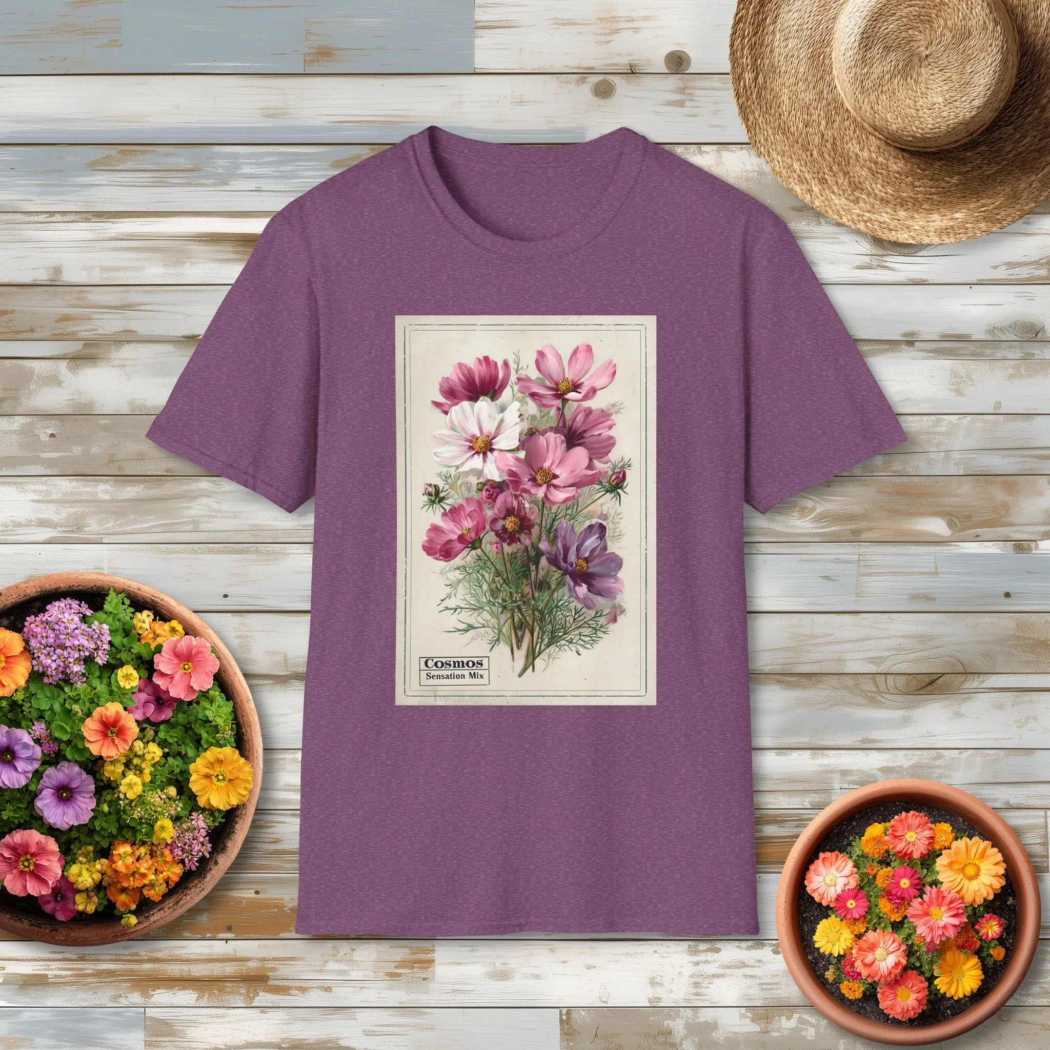 Cosmos Vintage Seed Packet T-Shirt for Gardeners