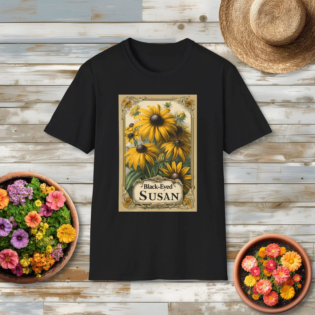 Black Eyed Susan Vintage Seed Packet T-Shirt for Gardeners