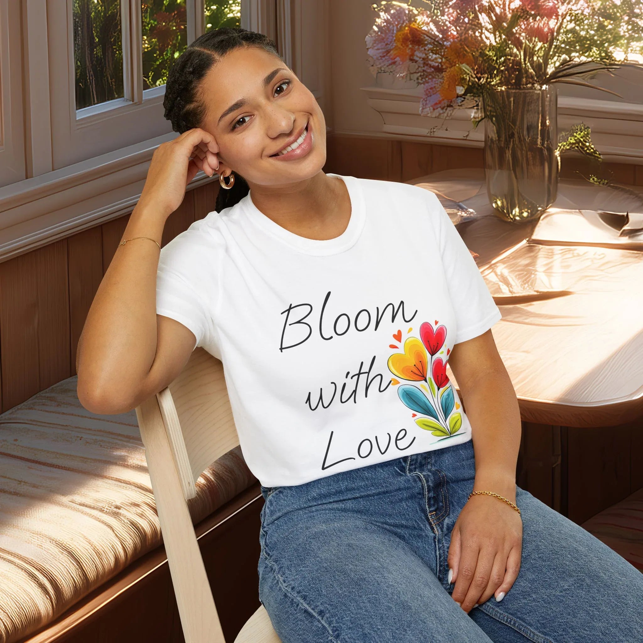 Bloom with Love T-Shirt – Cute Valentine Flower