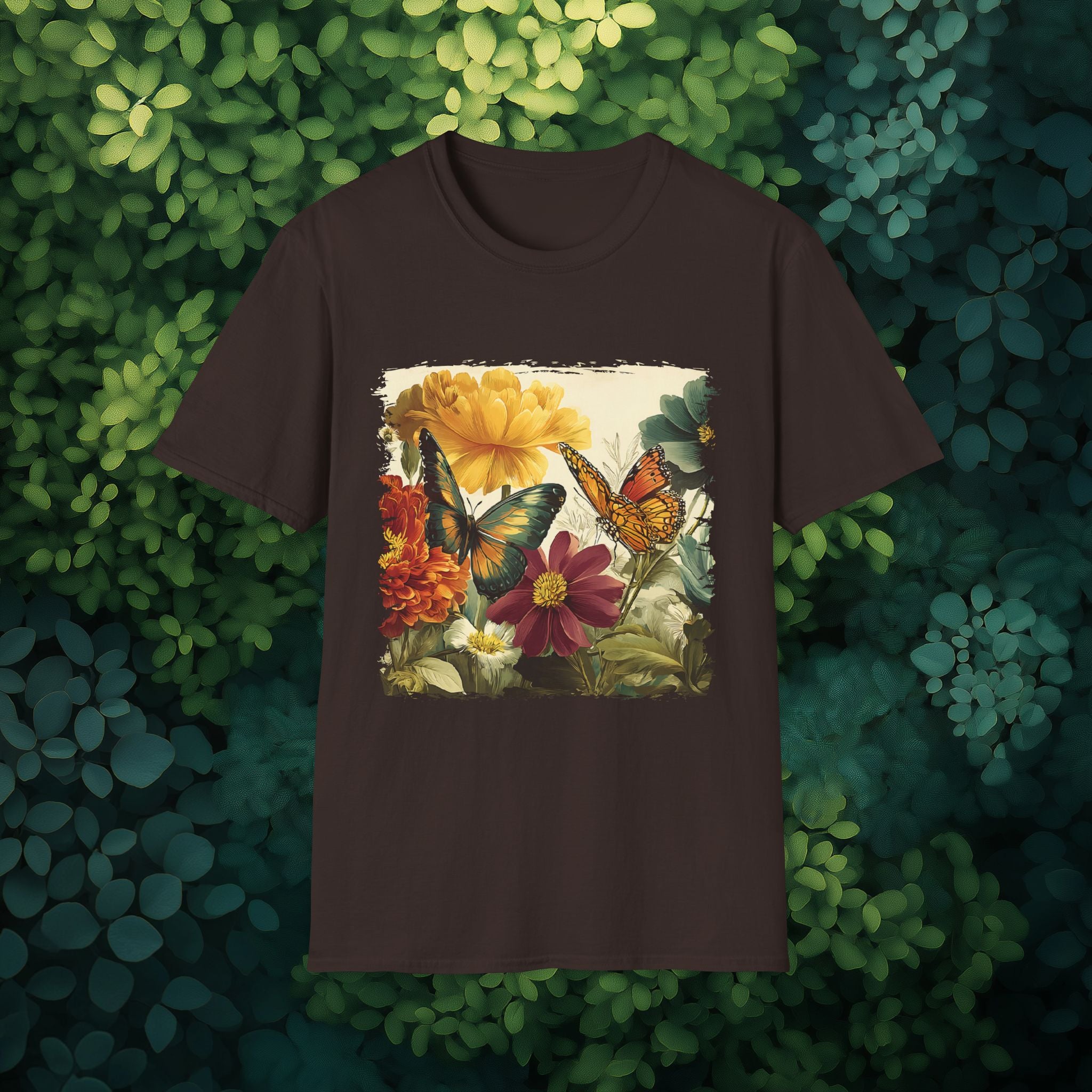 Butterflies & Blooms Retro Garden Flower T-Shirt