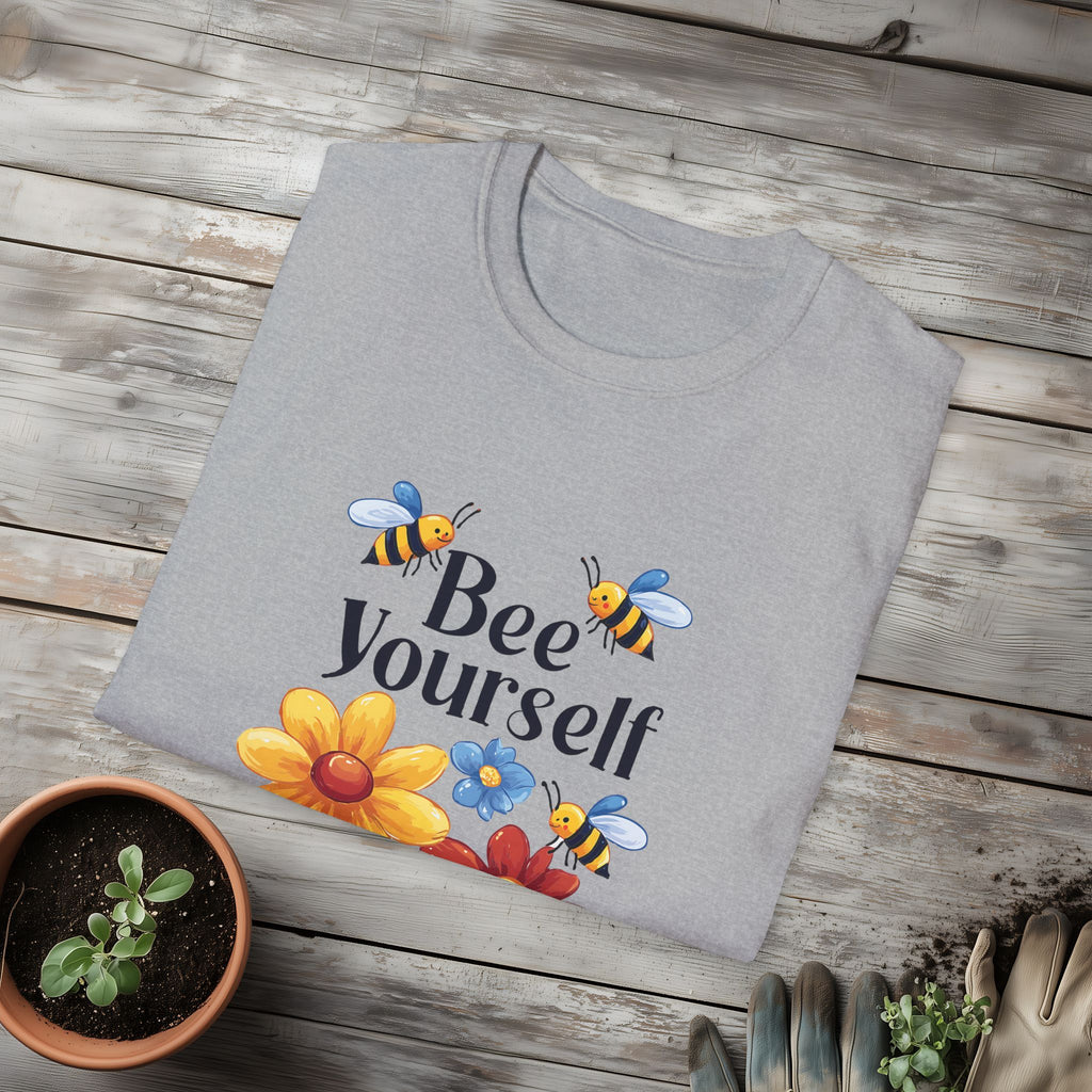 Bee Yourself Cartoon Bees and Flowers T-shirt for Nature and Bee Lovers