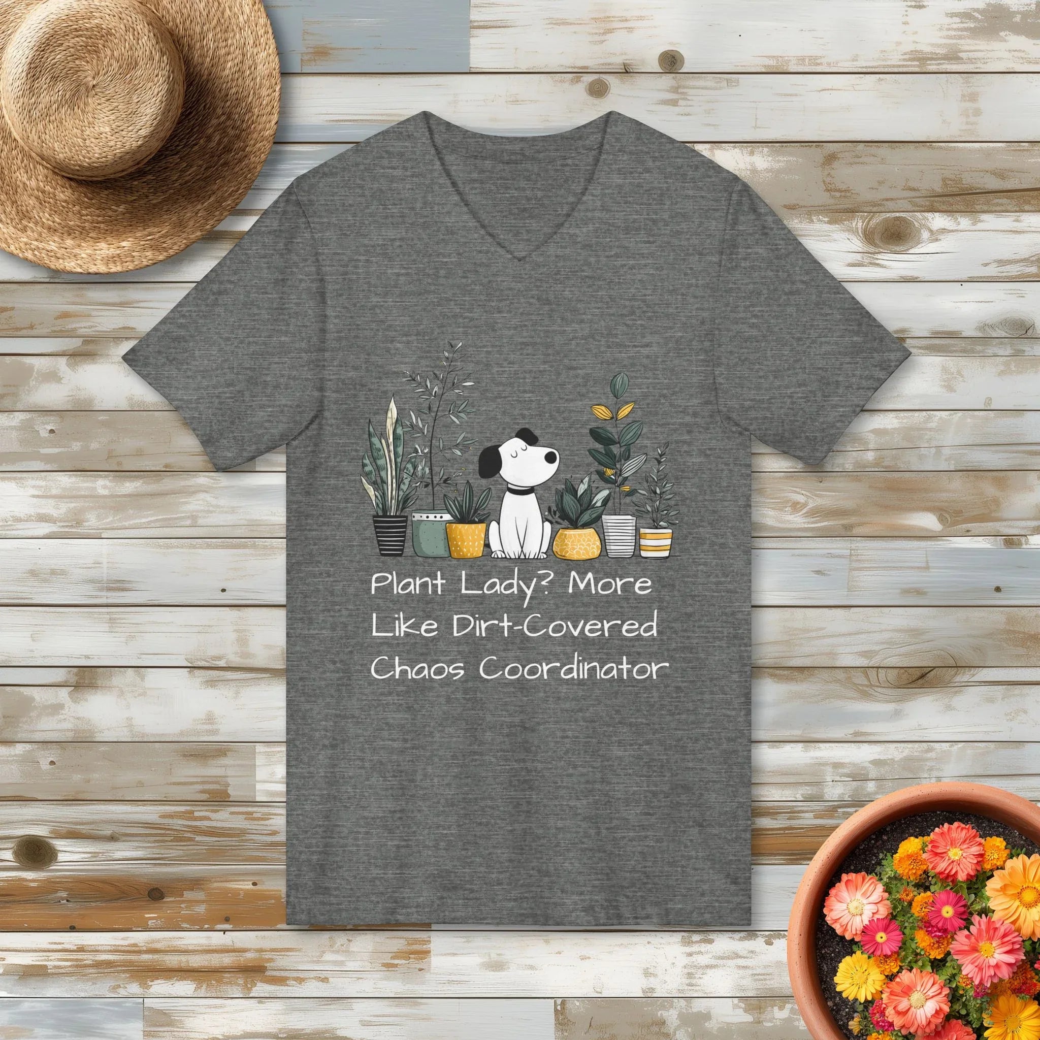Dirt Covered Chaos Coordinator V-Neck Shirt – Plant Lady Dog Mom