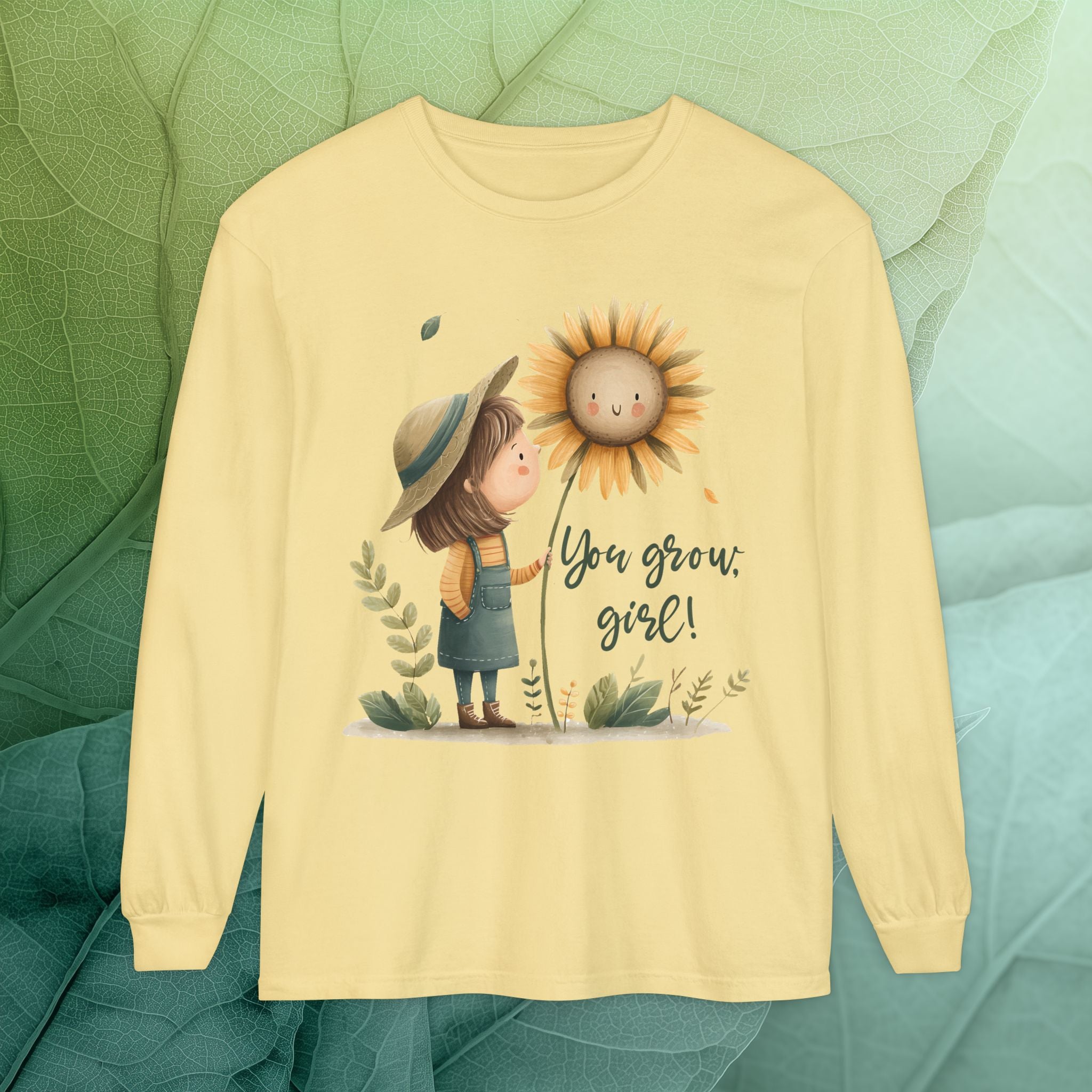 You Grow Girl! Sunflower Girl Long Sleeve Tee