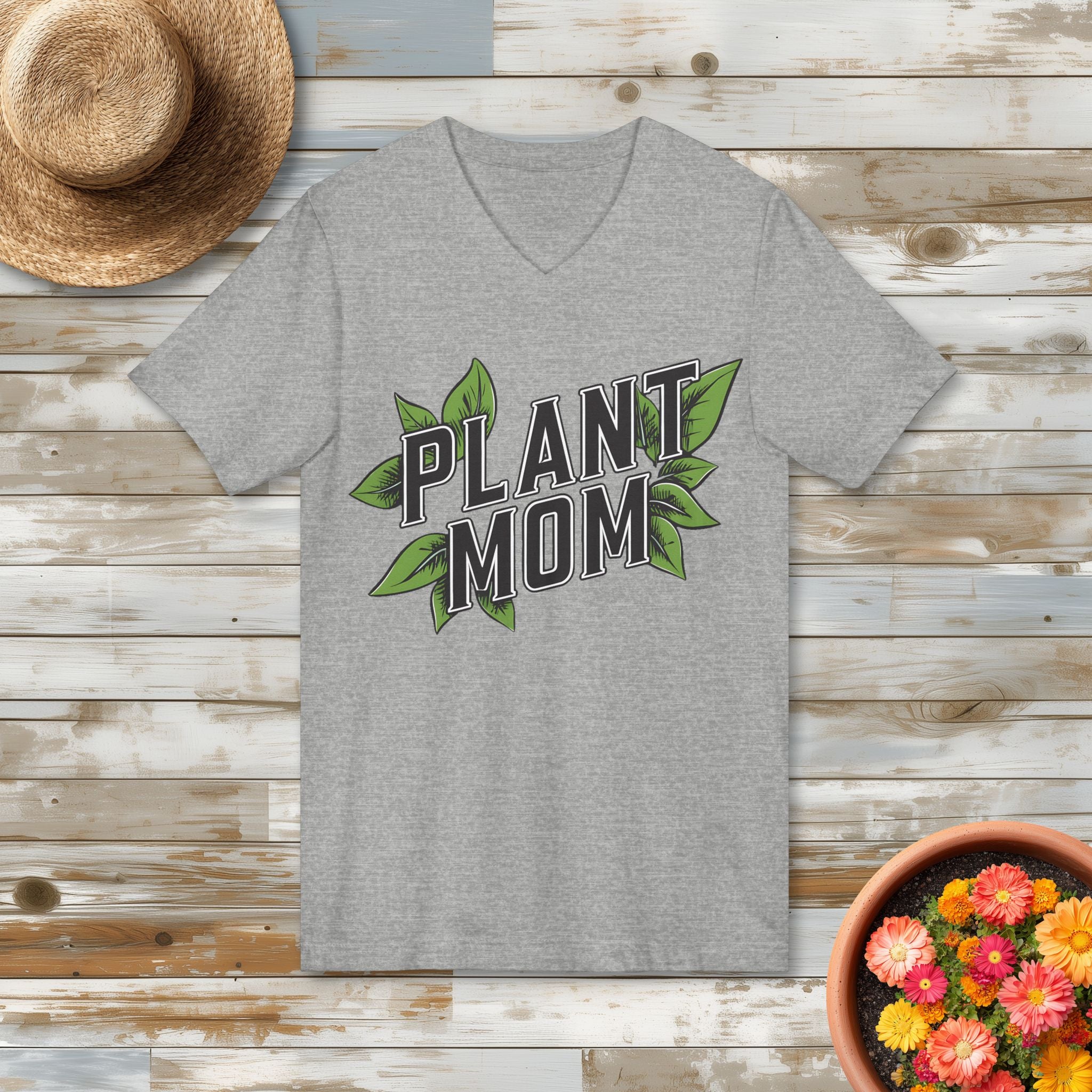 Plant Mom Varsity Shirt for Gardeners  V-Neck T-Shirt