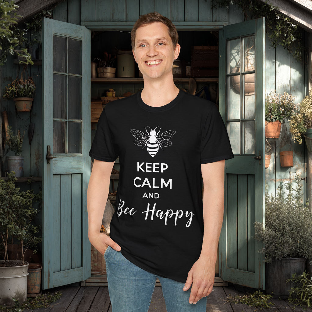 Keep Calm and Bee Happy Motivational T-Shirt
