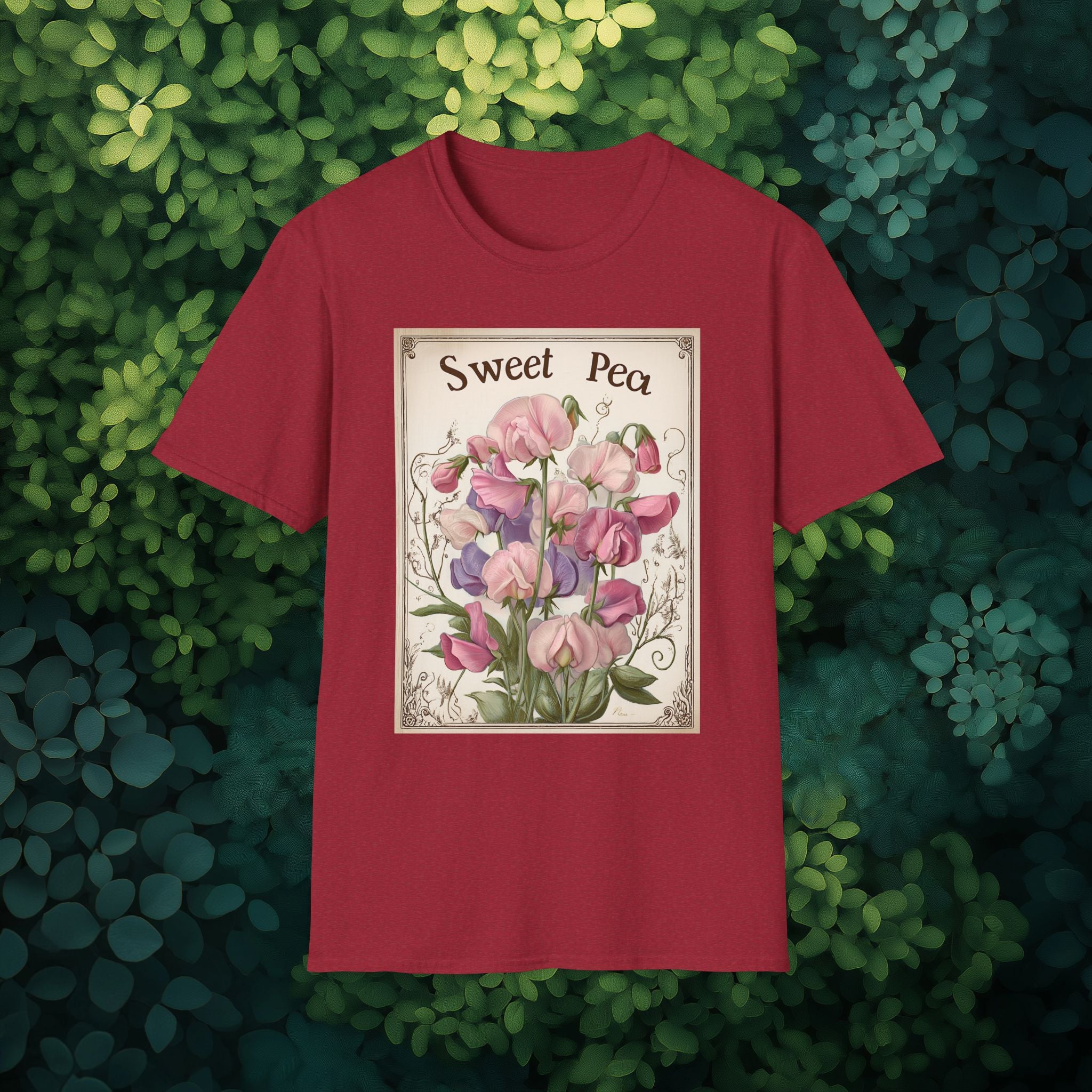 Vintage Sweet Peas Seed Packet Unisex T-Shirt for Gardeners