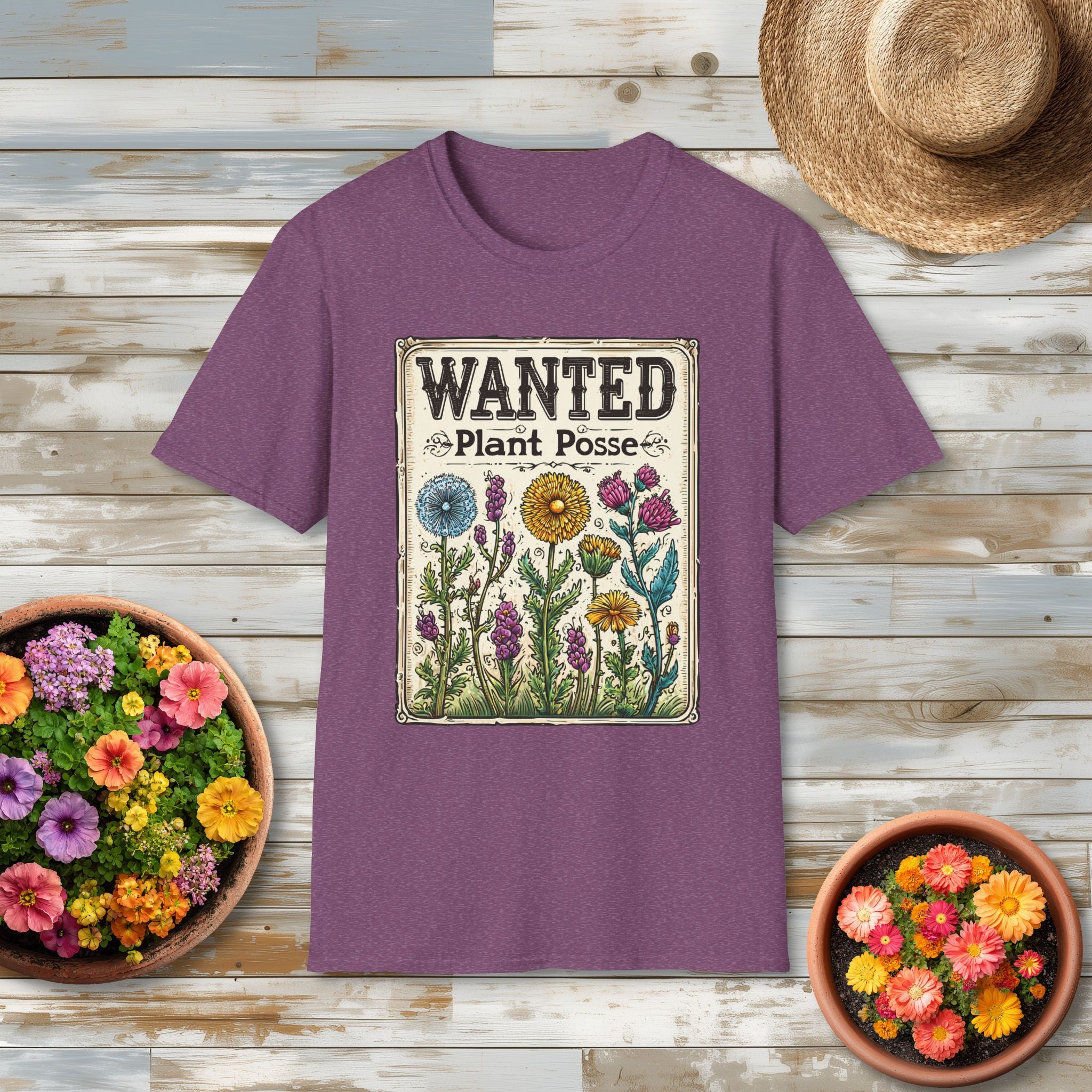 Plant Posse Wanted Poster T-Shirt – Funny Gardening Design
