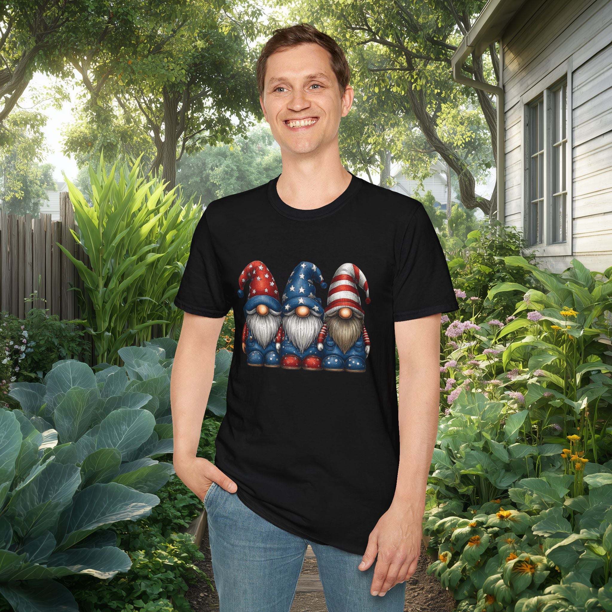 Patriotic Garden Gnomes Fourth of July T-Shirt