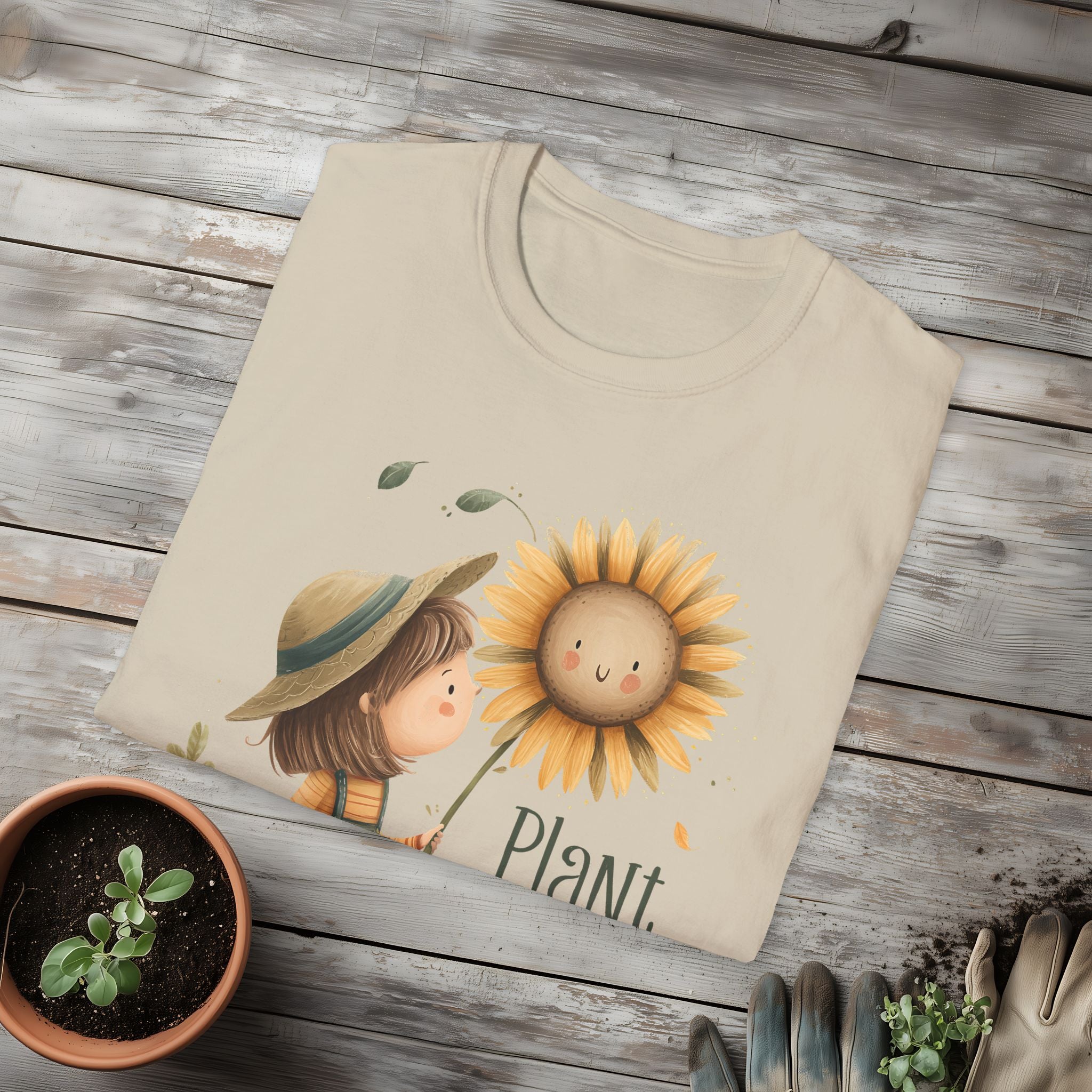 Plant Whisperer Girl and Sunflower T-Shirt