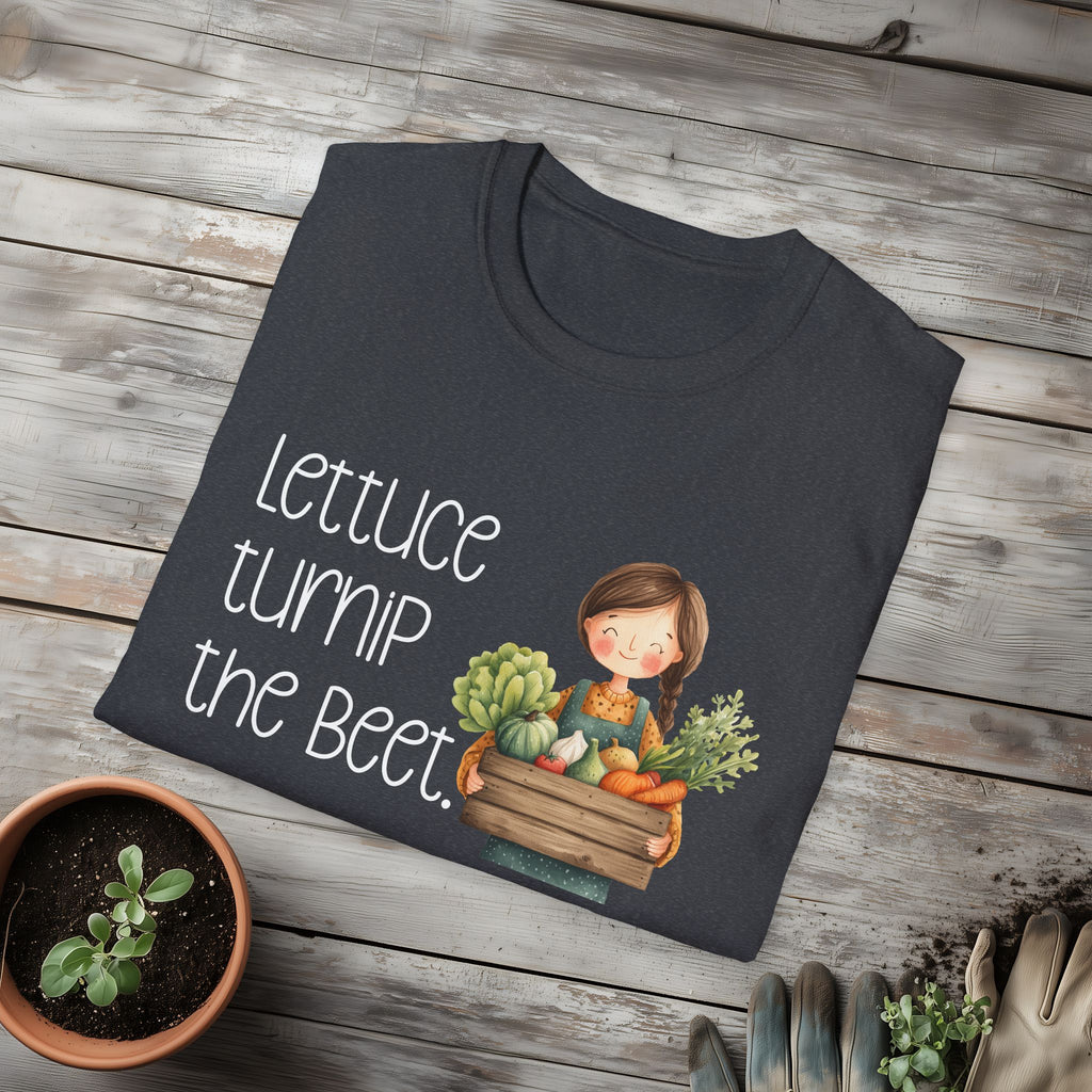 Lettuce Turnip the Beet, Cartoon Gardener T-Shirt