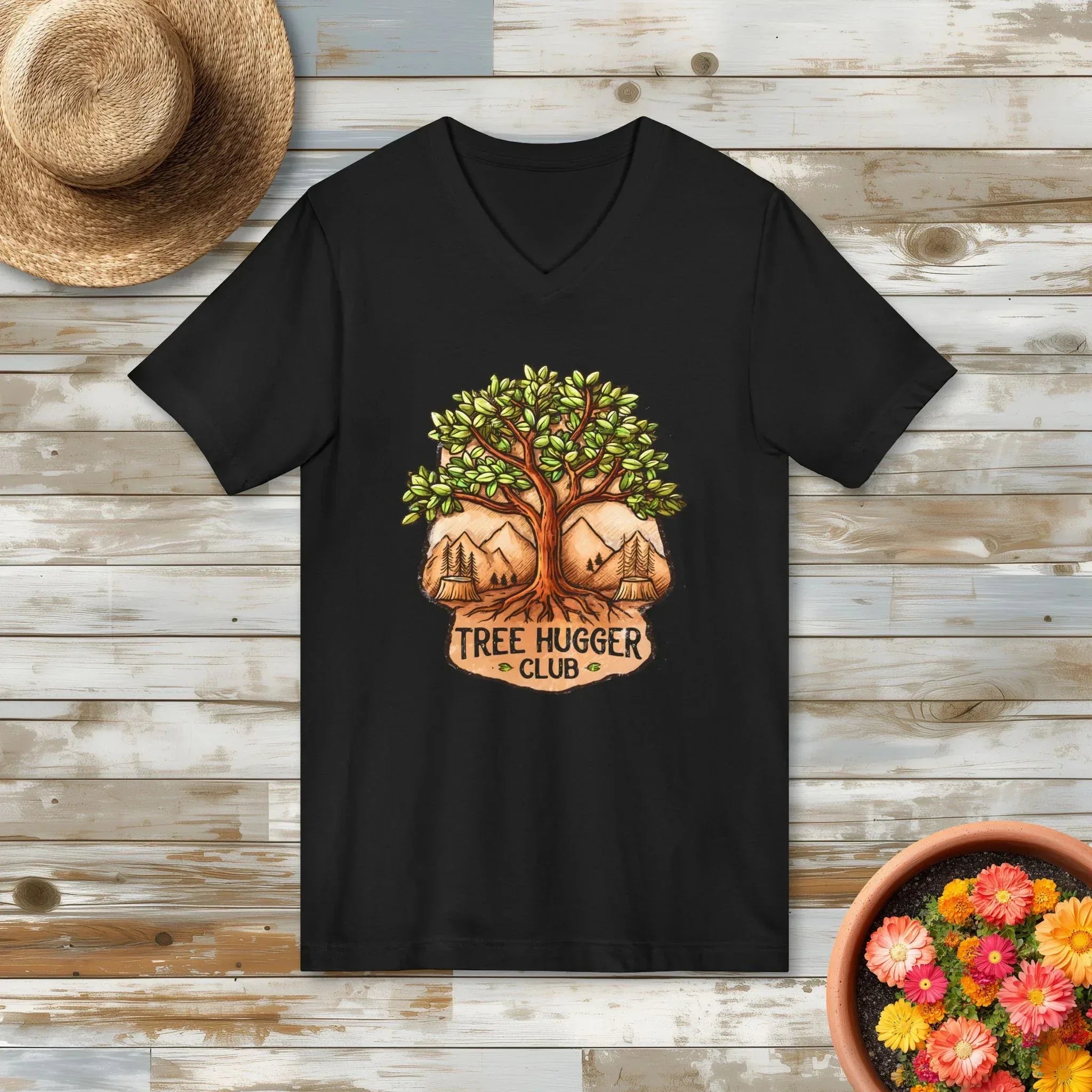 Park Badge Tree Hugger Club V-Neck T-Shirt