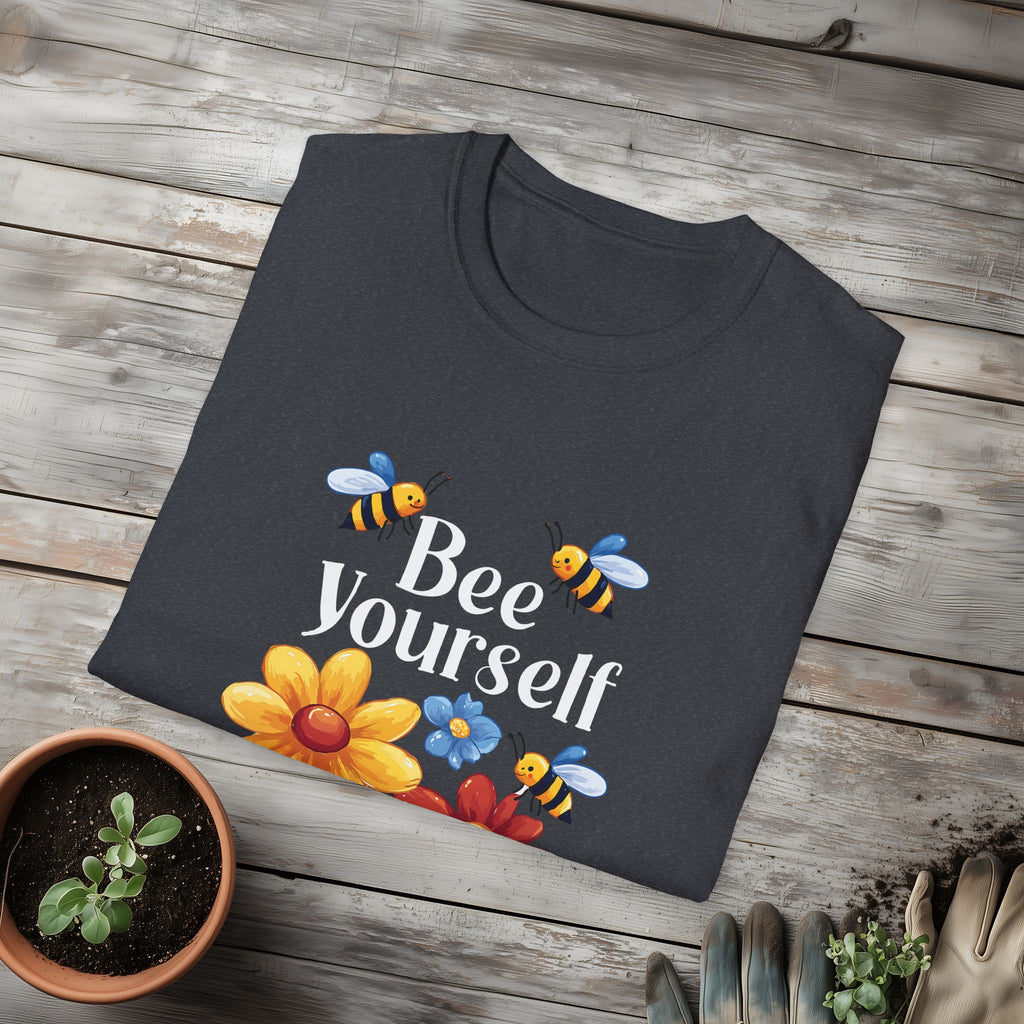 Bee Yourself Cartoon Bees and Flowers T-shirt for Nature and Bee Lovers
