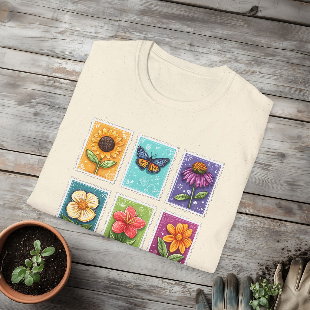 Whimsical 3x3 Floral & Butterfly Stamp Collection T-Shirt